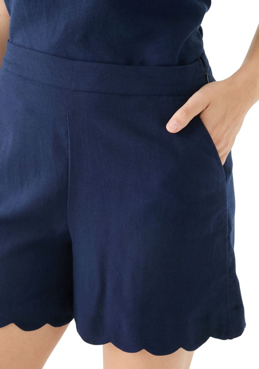 Womens 5" Linen Scallop Shorts
