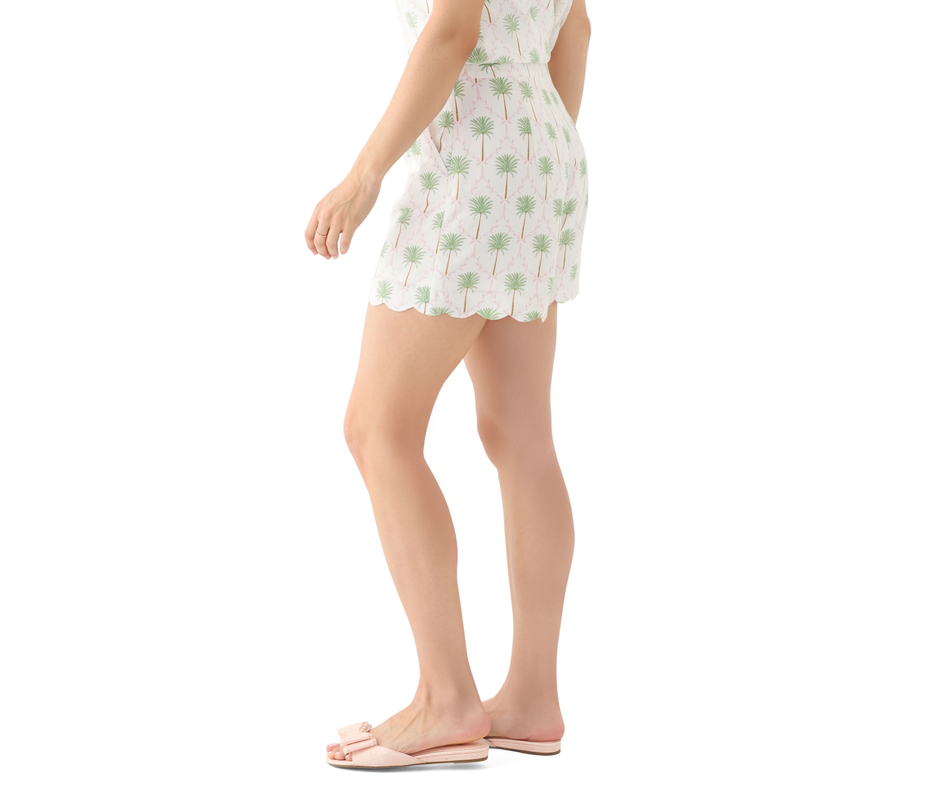 Womens 5" Linen Scallop Shorts
