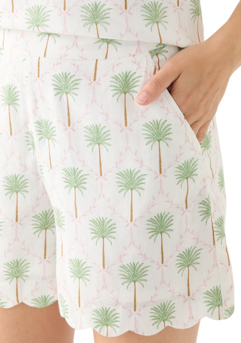 Womens 5" Linen Scallop Shorts