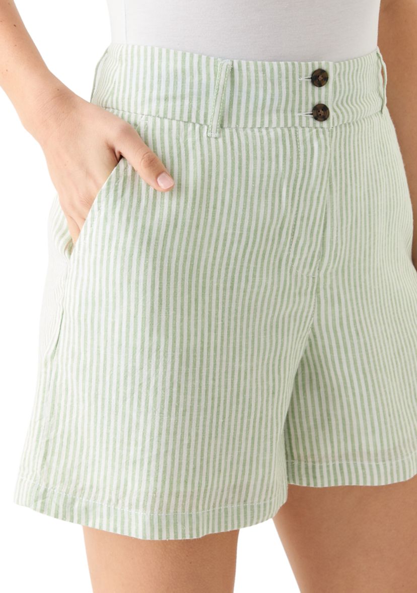 Womens High Waisted Linen Shorts 