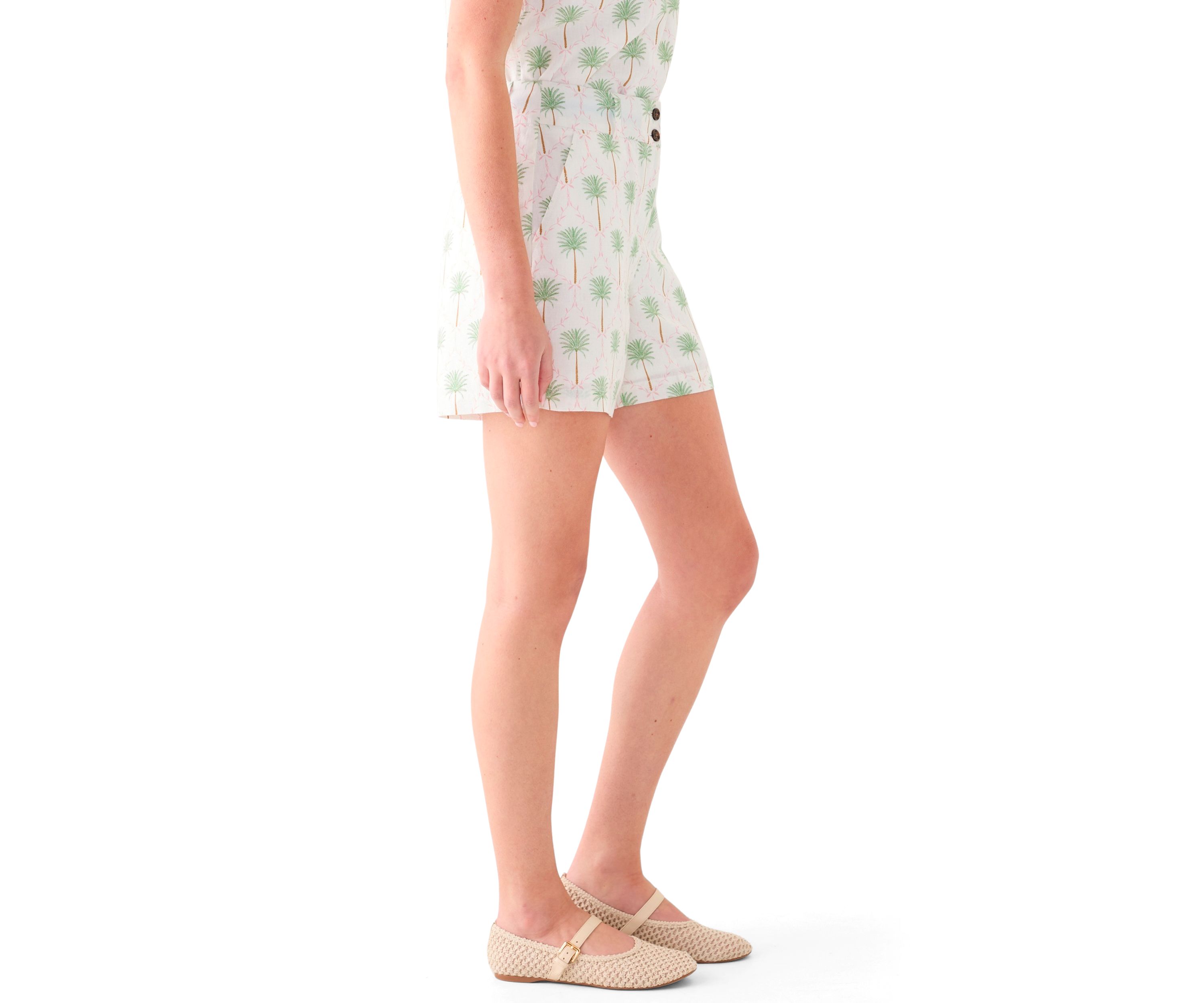 Womens High Waist Linen Shorts