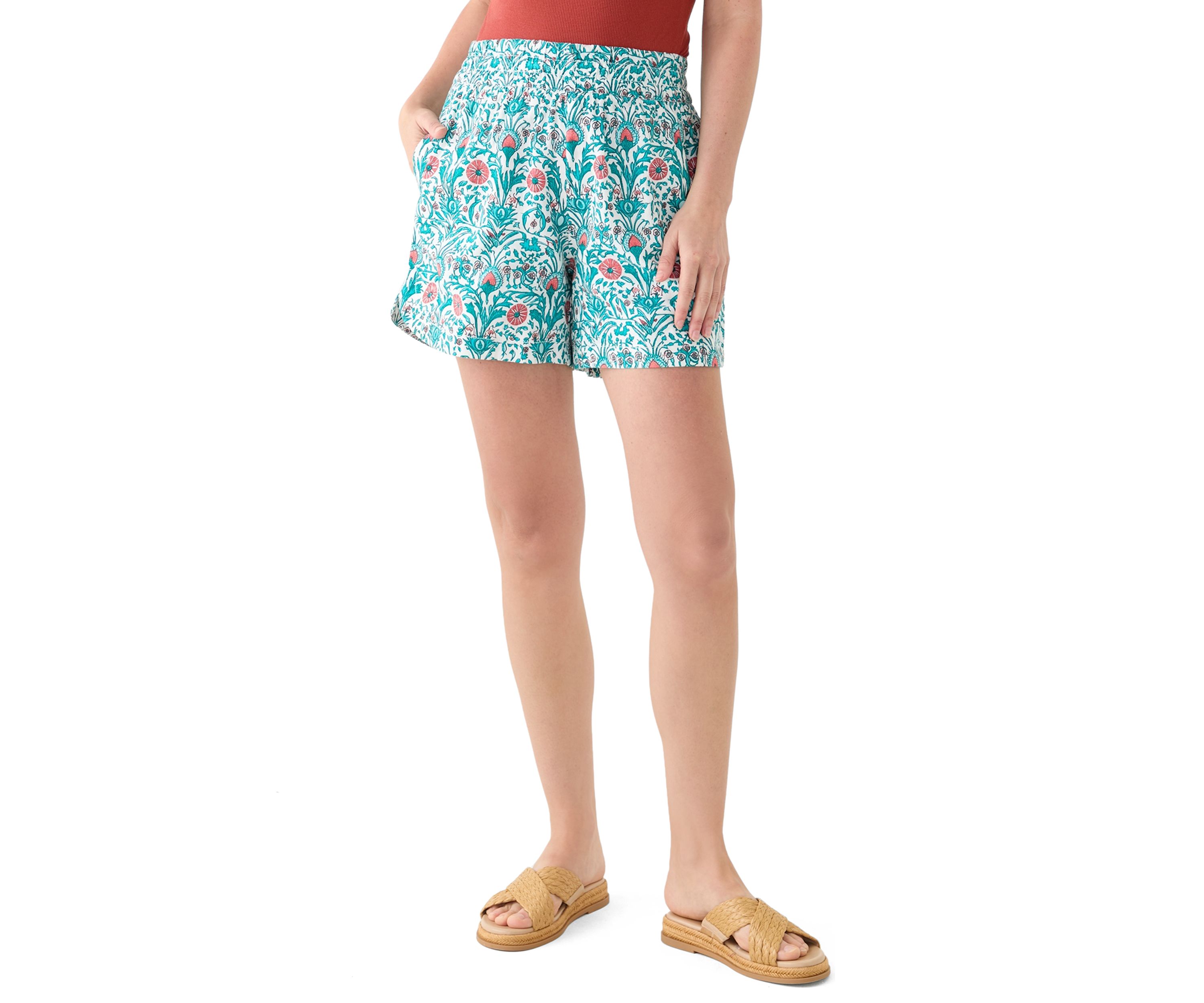 	  Womens Pull On Linen Shorts 