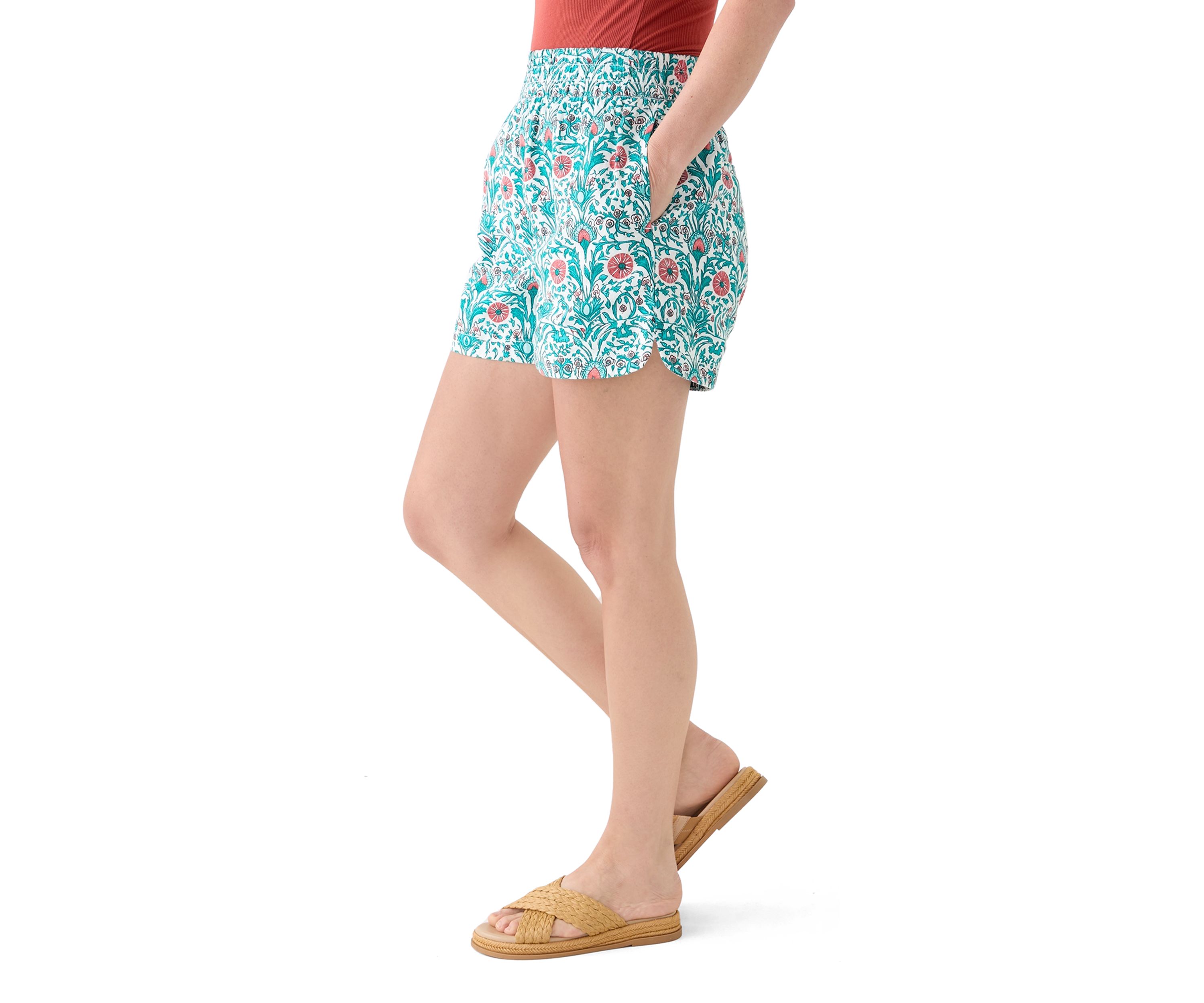 	  Womens Pull On Linen Shorts 