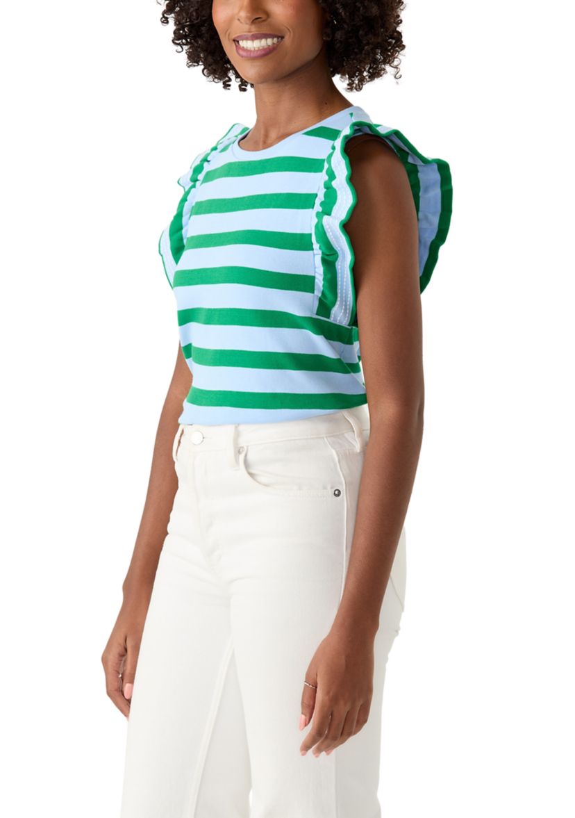 Womens Sleeveless Ruffle Tank 