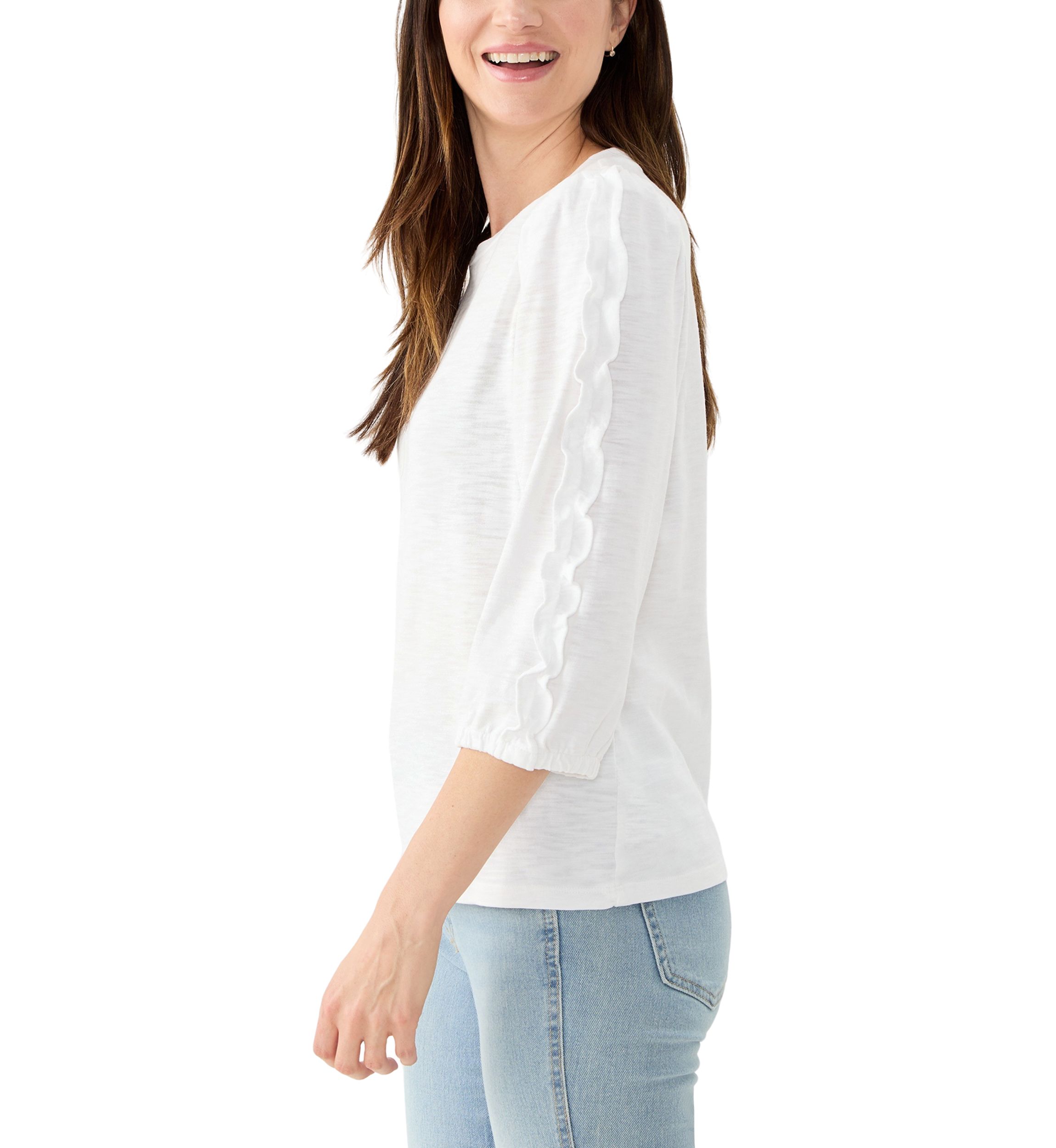Womens Ruched Sleeve Top