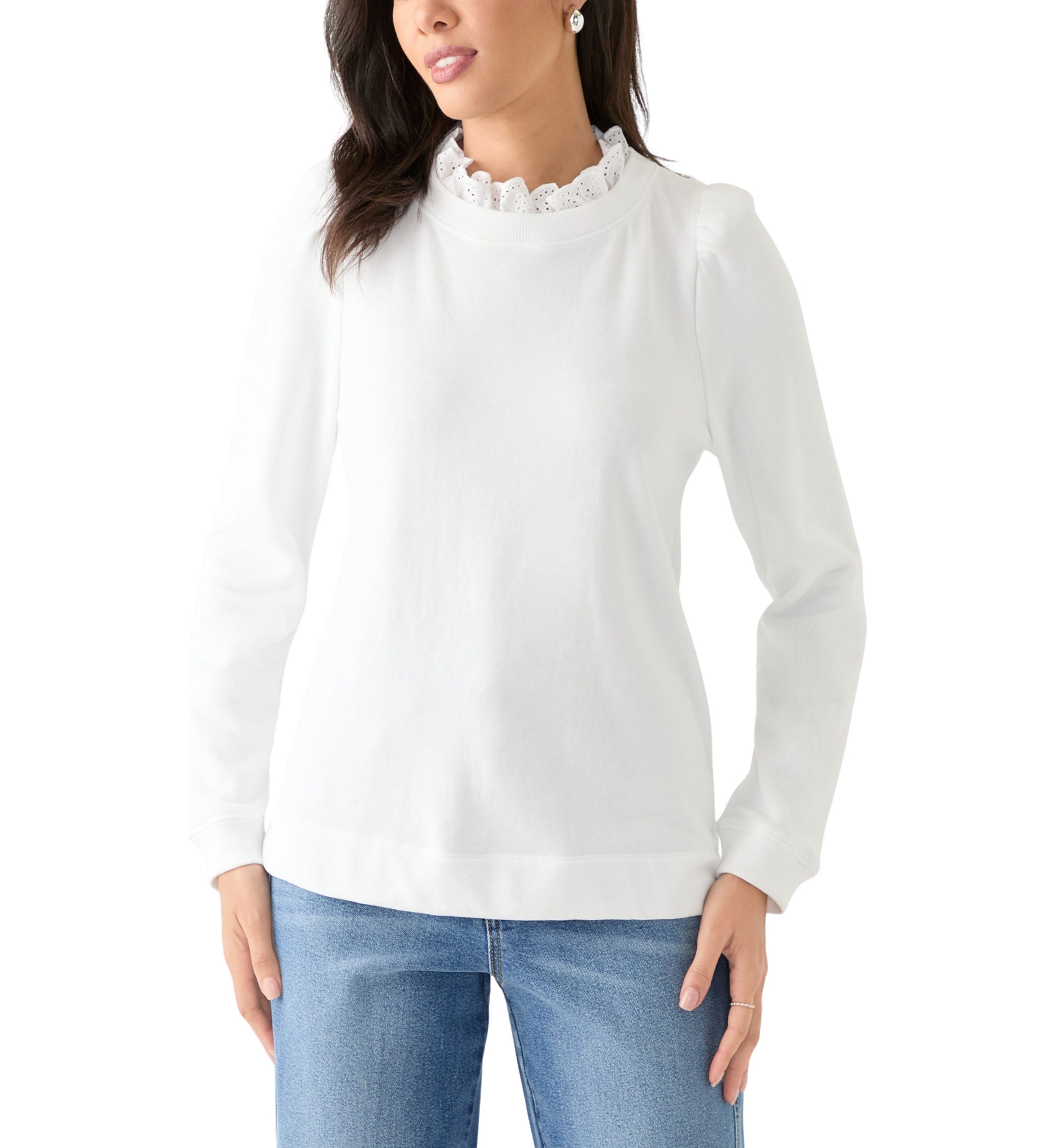 Womens Eyelet Trim Sweater