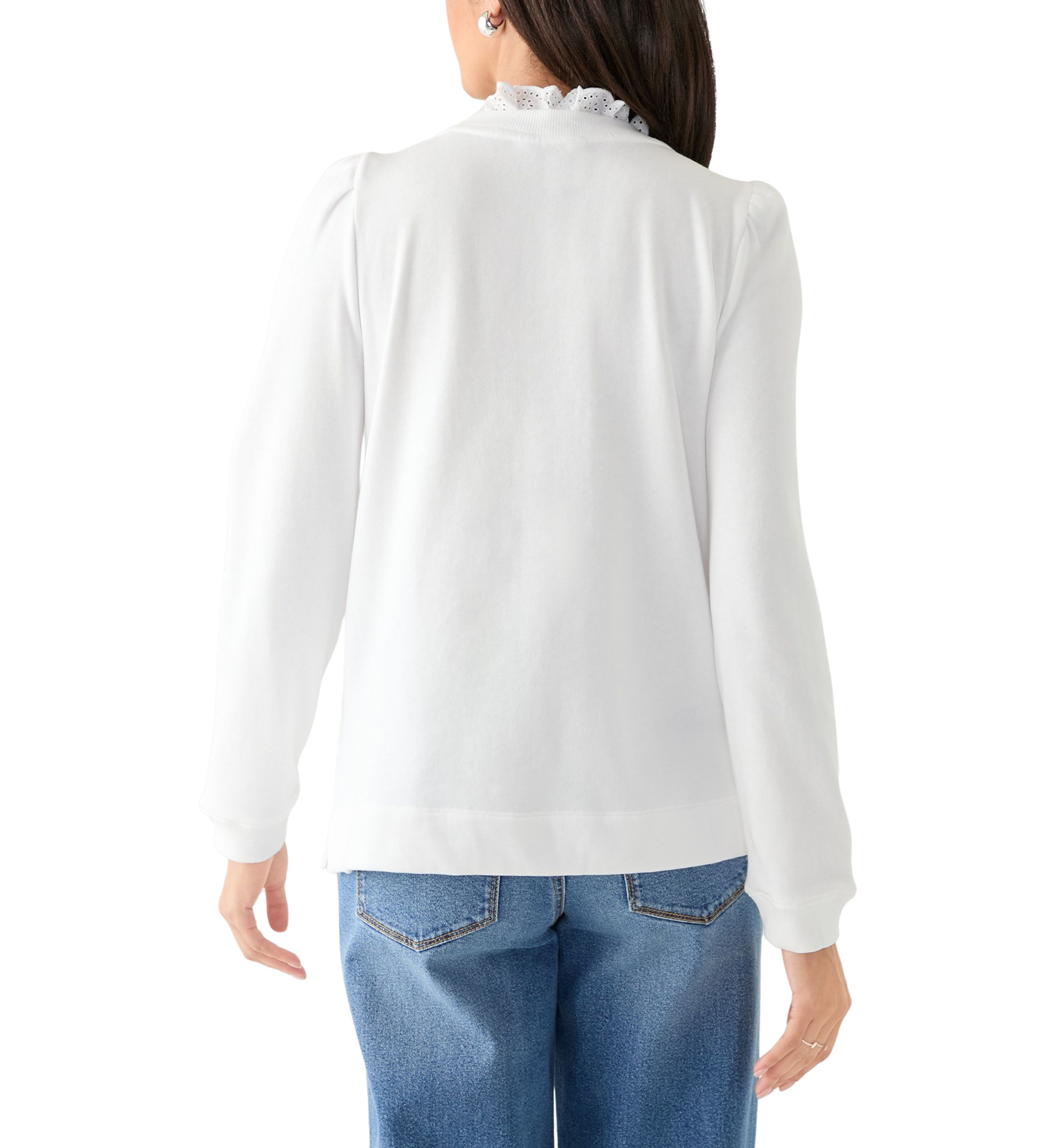 Womens Eyelet Trim Sweater