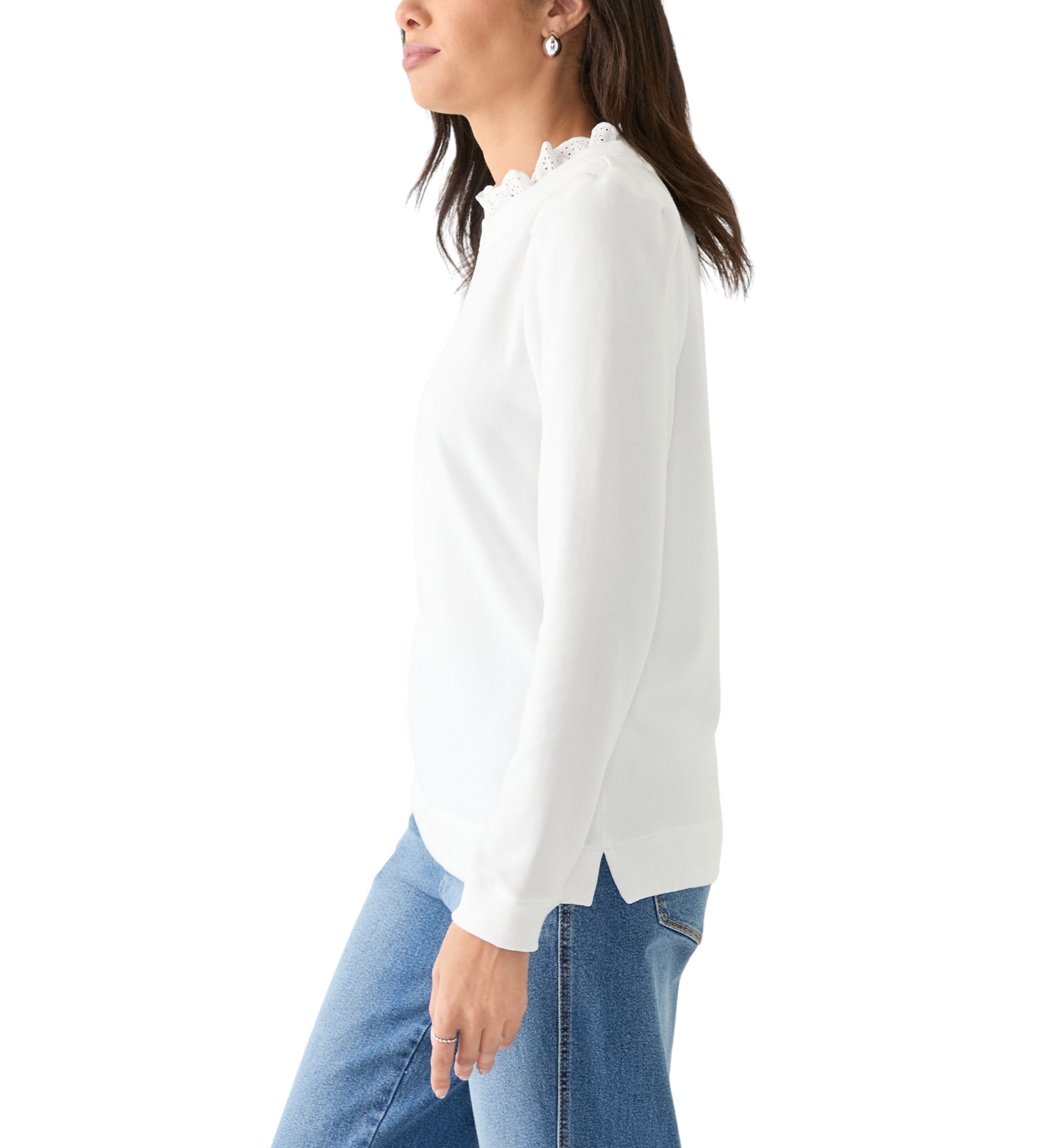 Womens Eyelet Trim Sweater