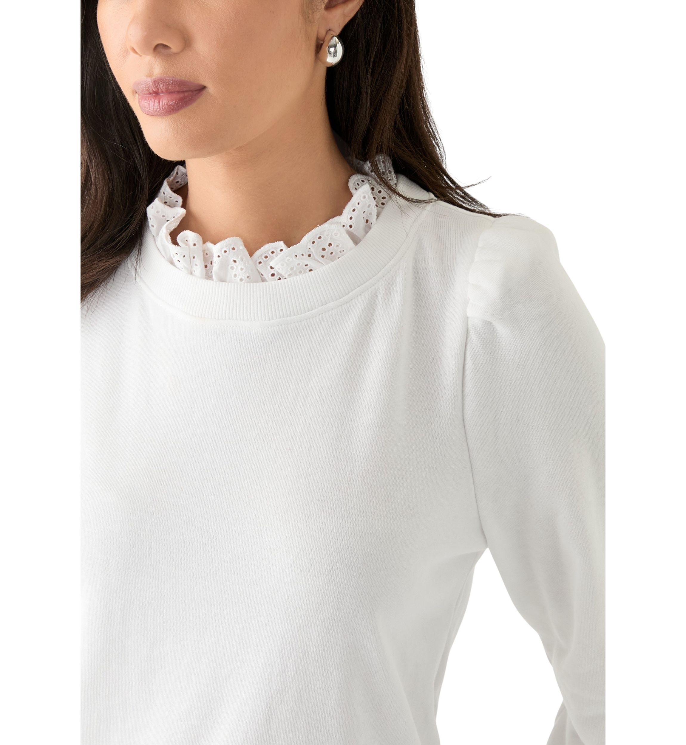 Womens Eyelet Trim Sweater