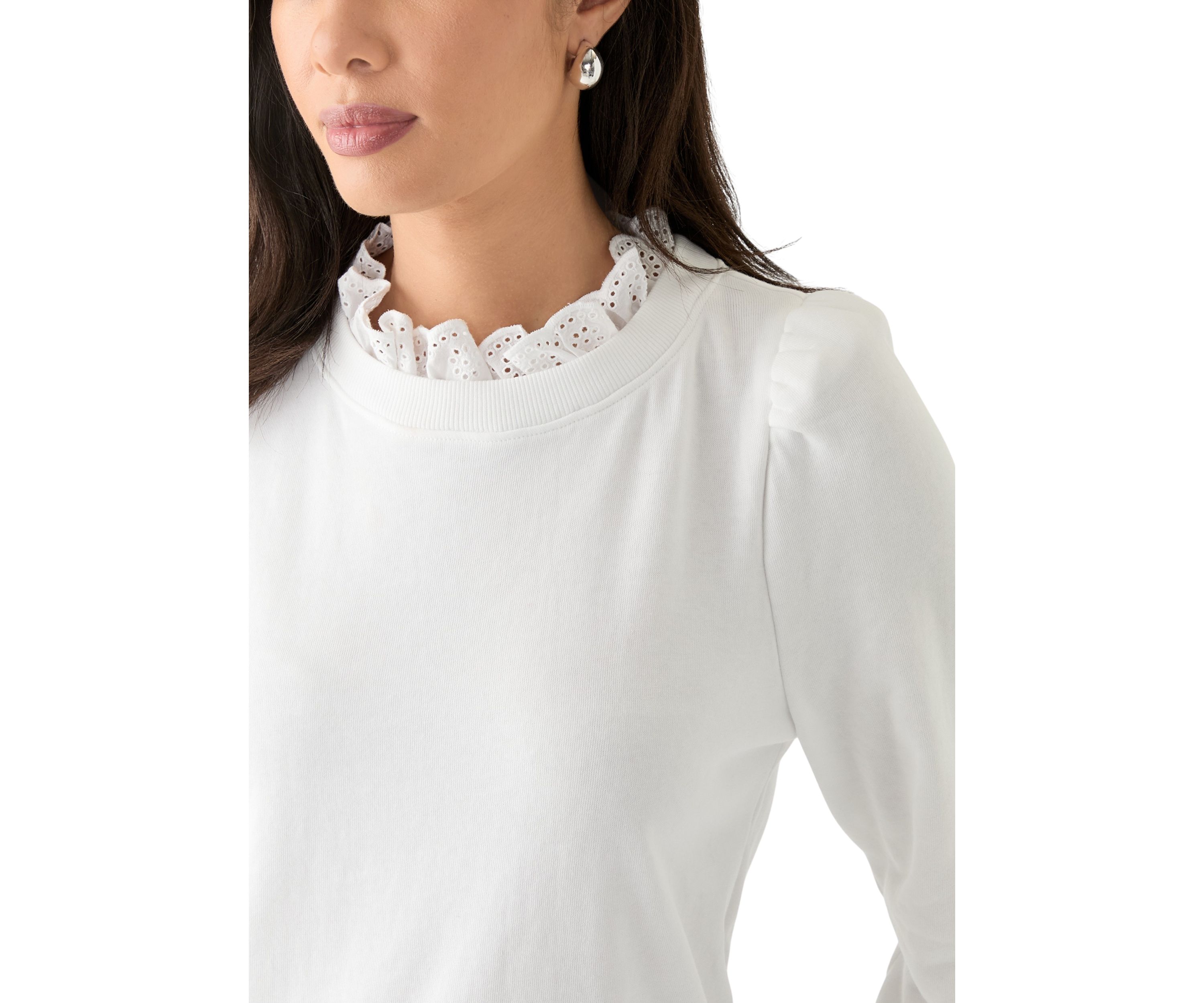 Womens Eyelet Trim Sweater
