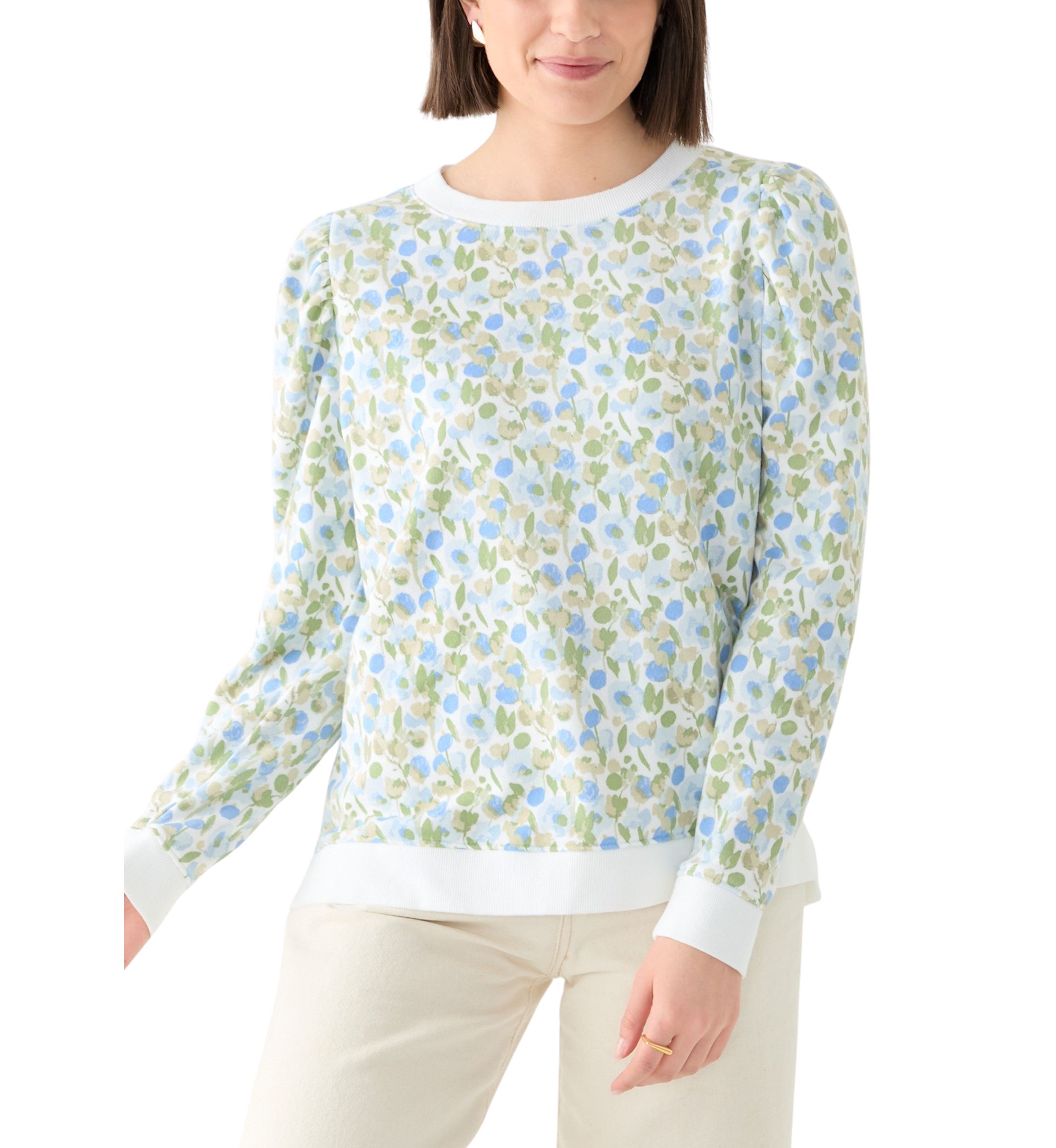 Womens Long Puff Sleeve Sweatshirt