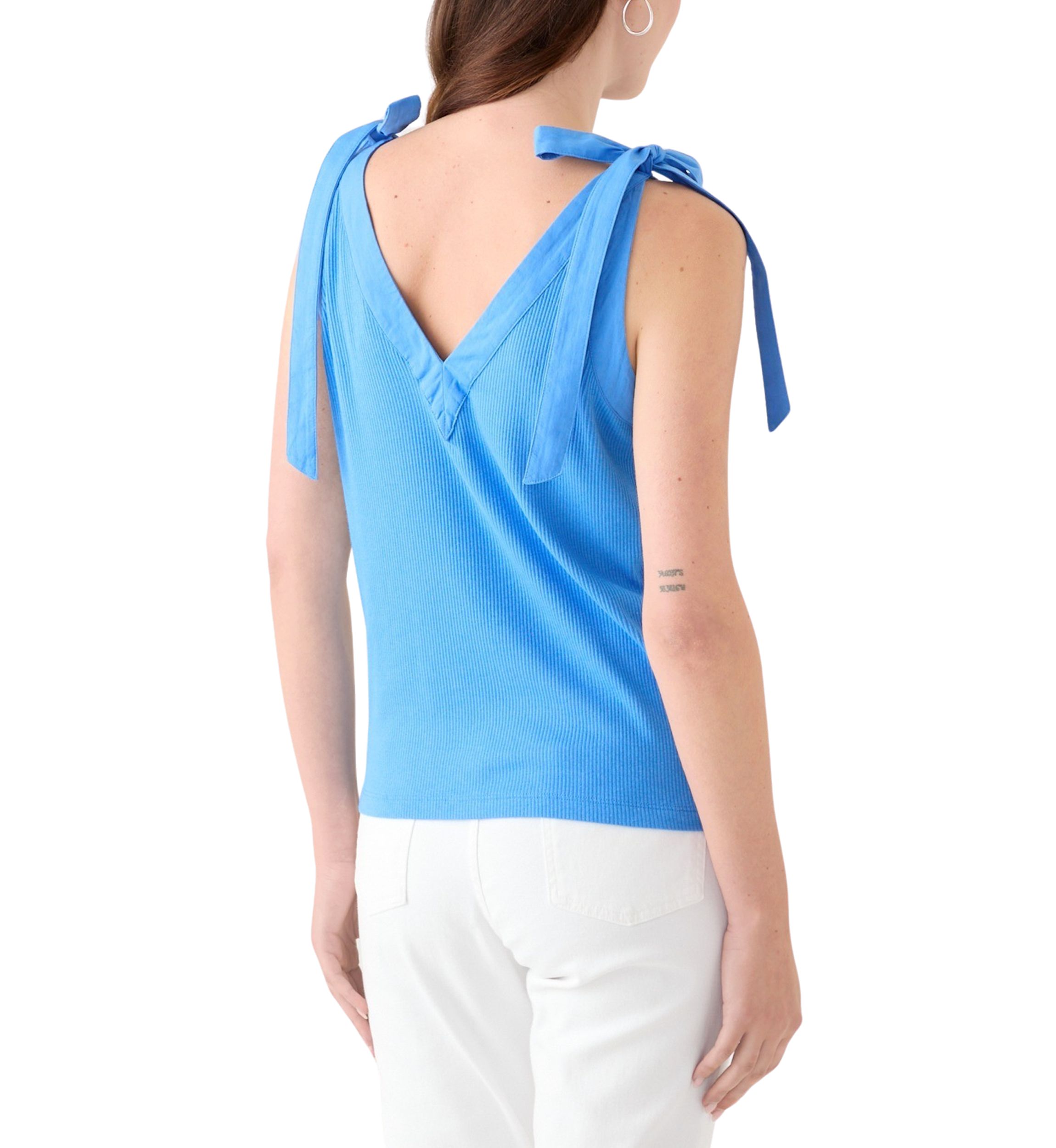 Womens Sleeveless Bow Rib Tank Top