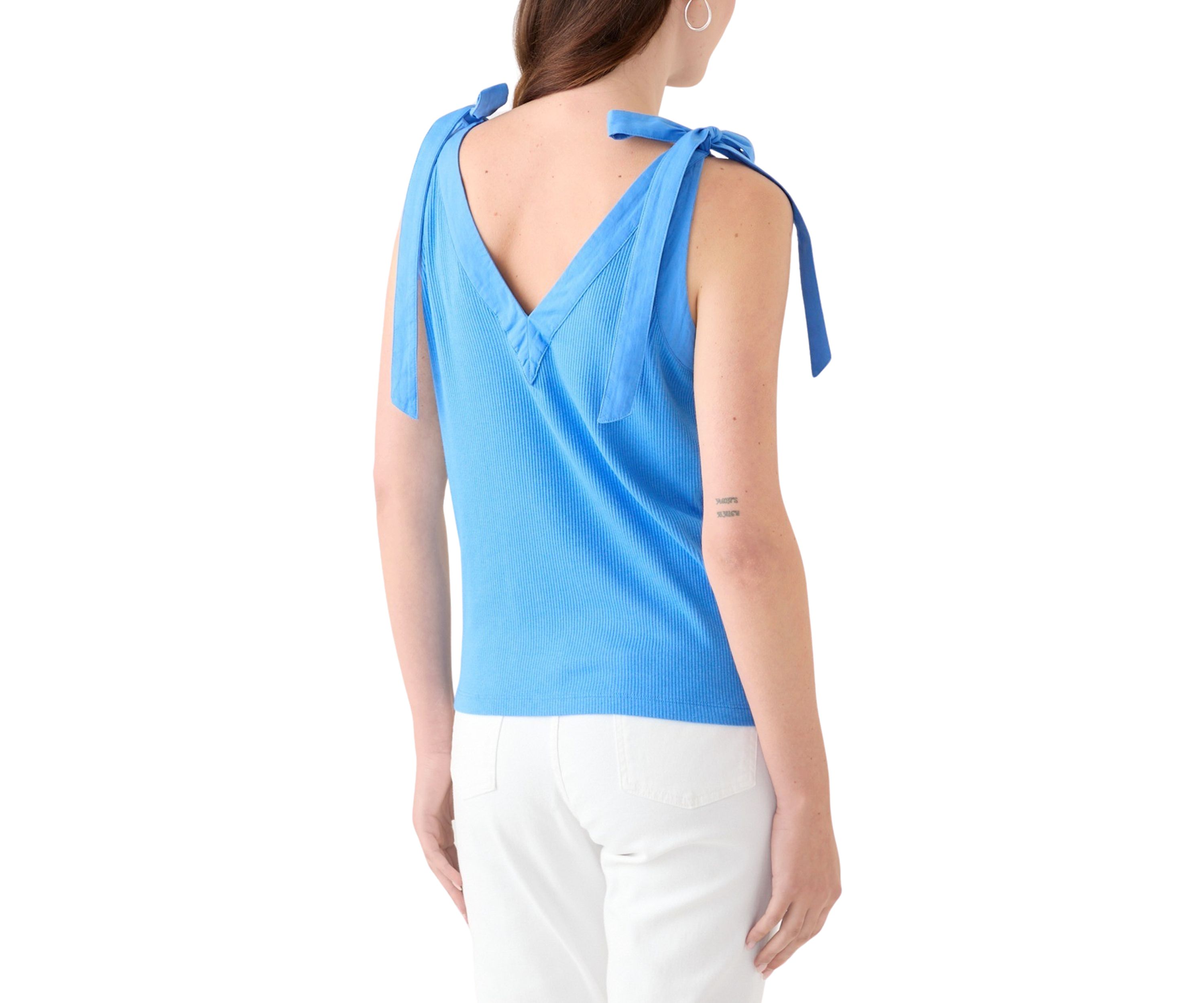 Womens Sleeveless Bow Rib Tank Top