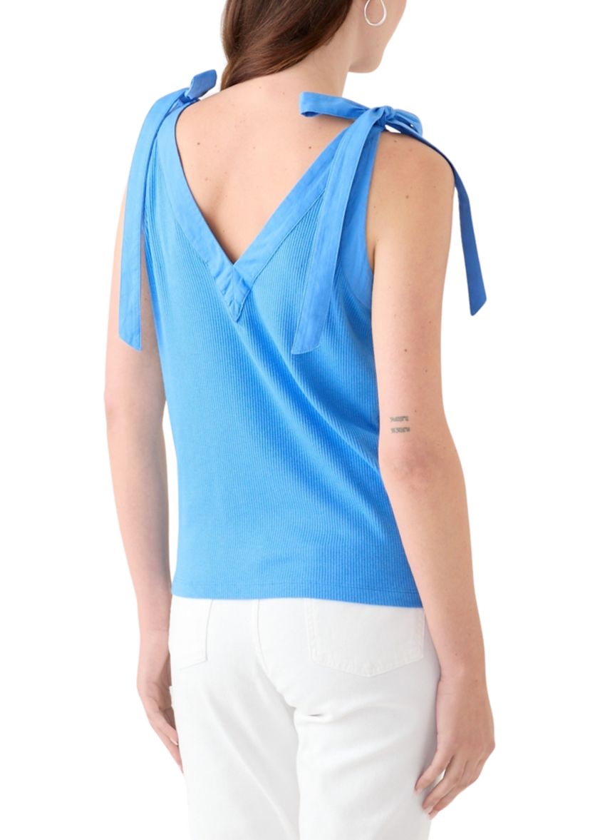 Womens Sleeveless Bow Rib Tank Top