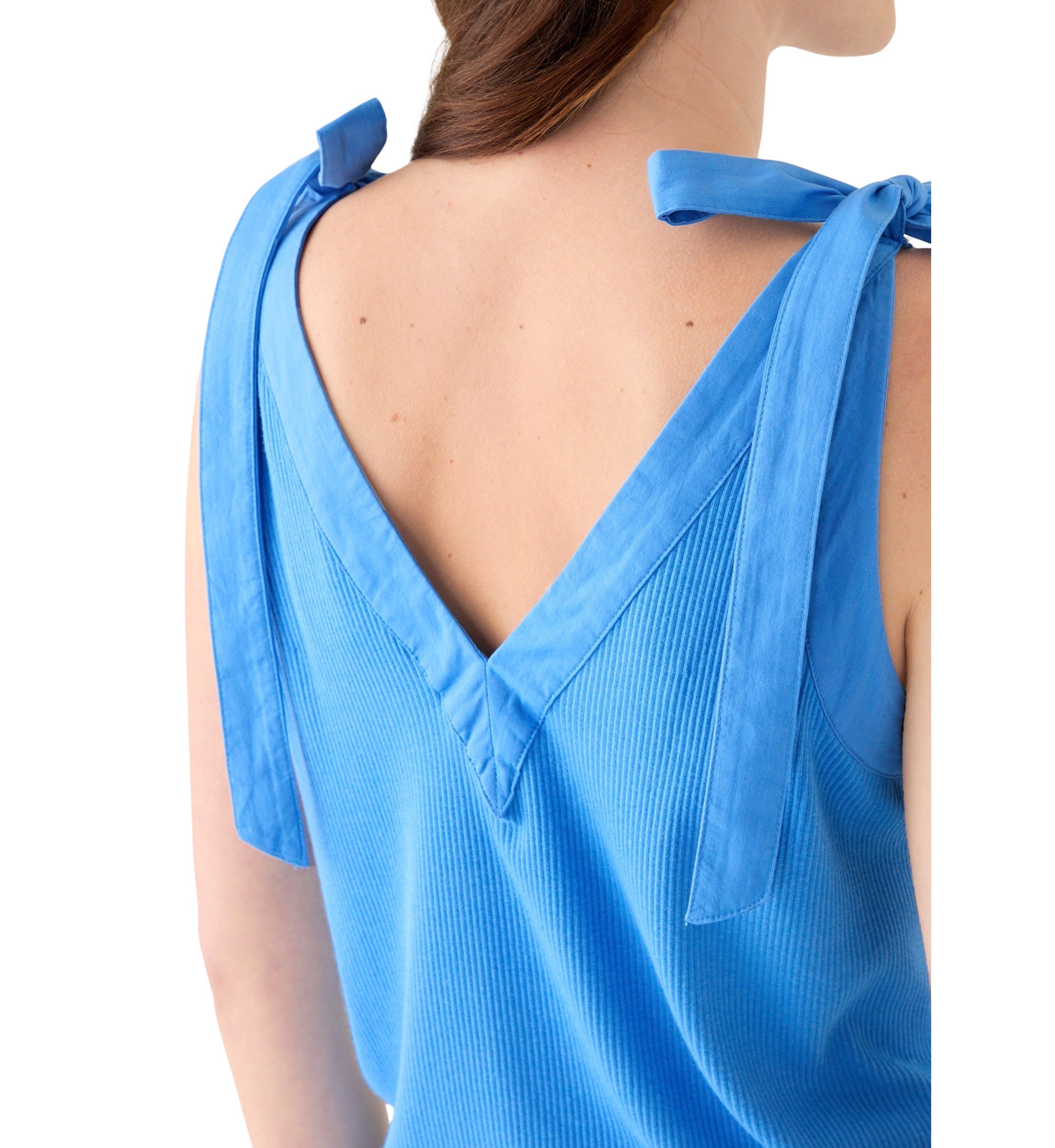 Womens Sleeveless Bow Rib Tank Top