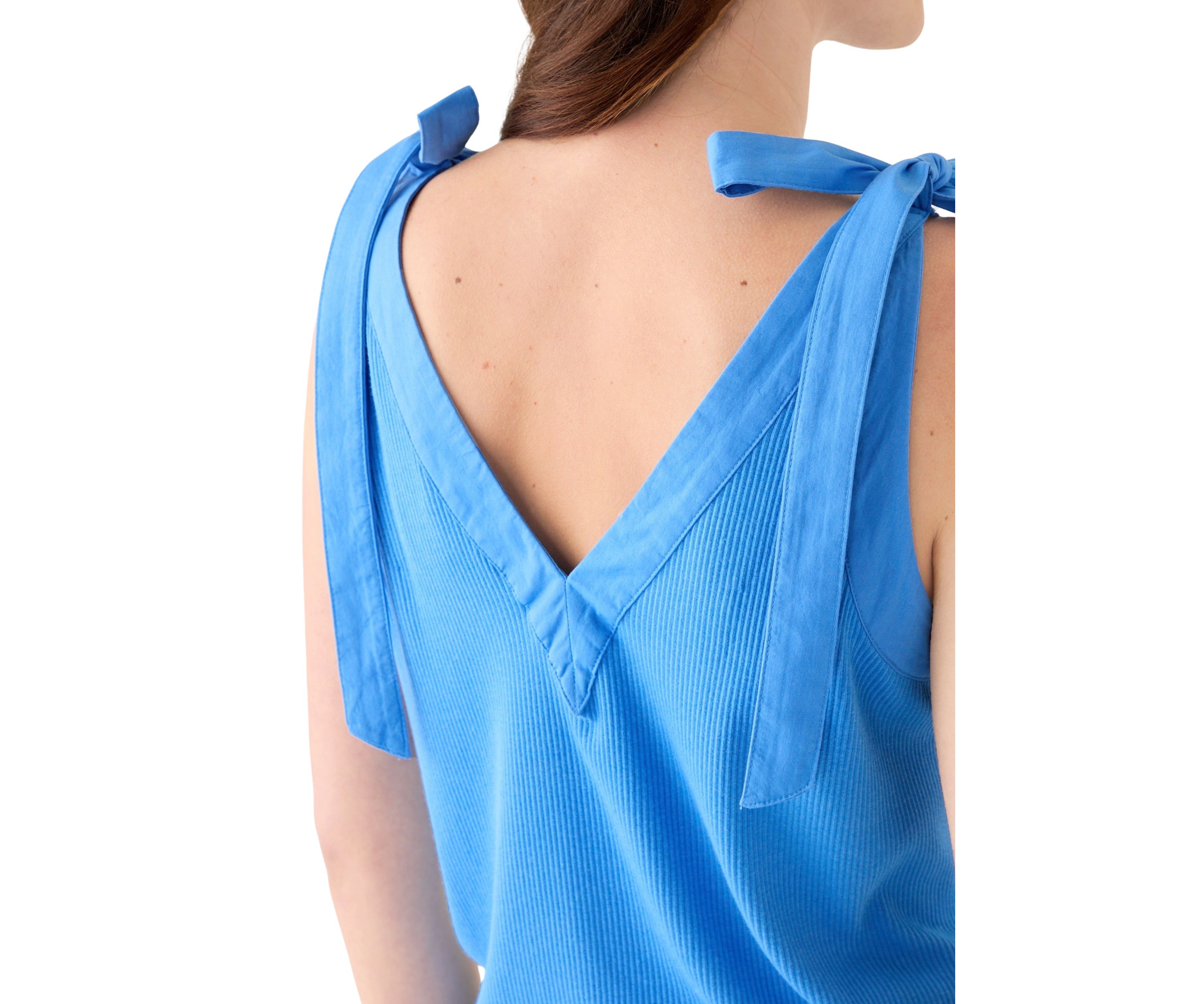 Womens Sleeveless Bow Rib Tank Top