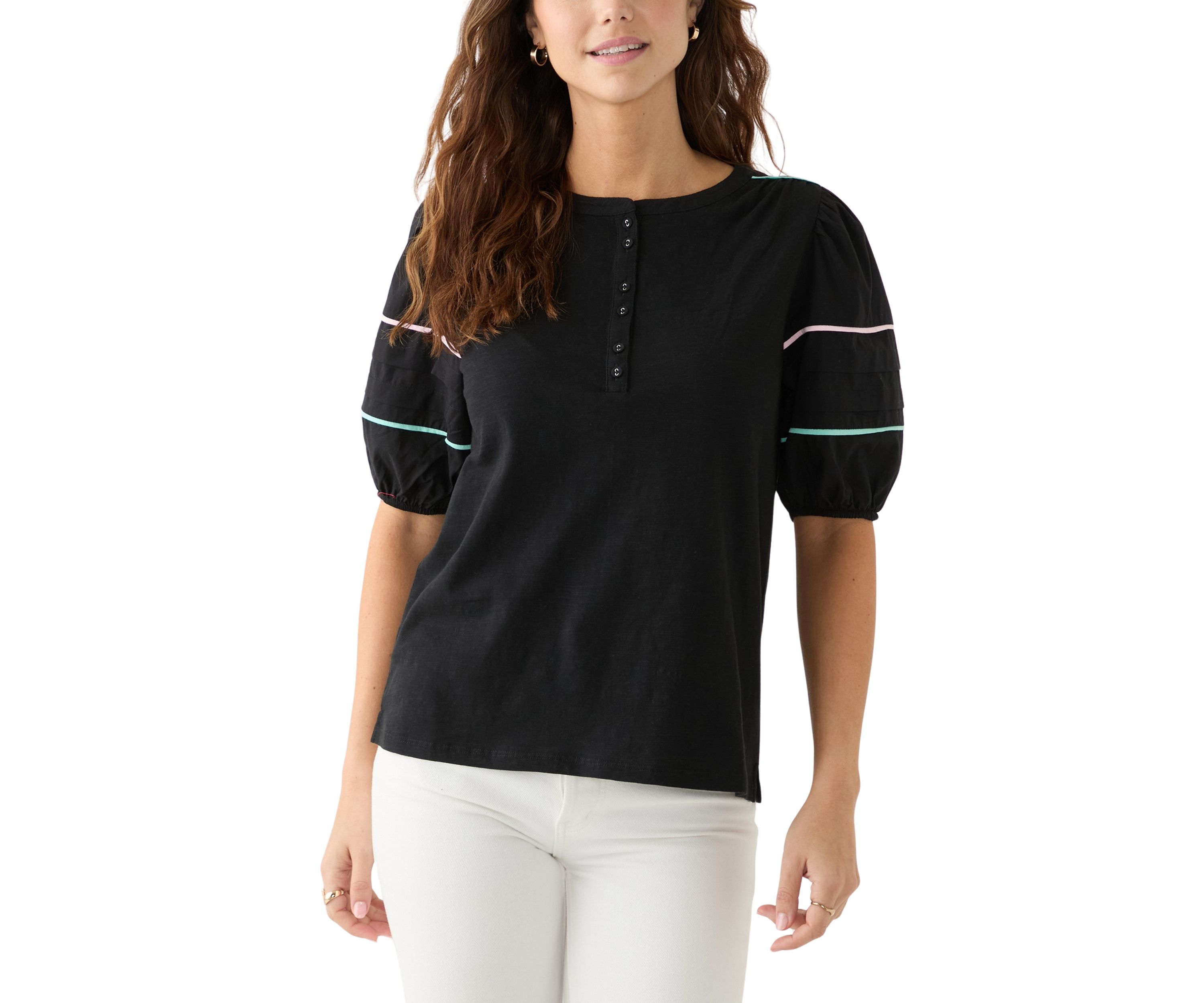 Womens Pipping Henley Top