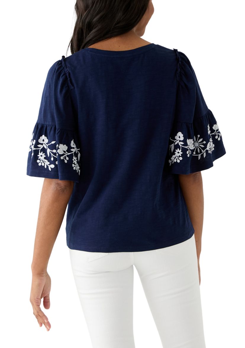 Womens Flutter Sleeve Top