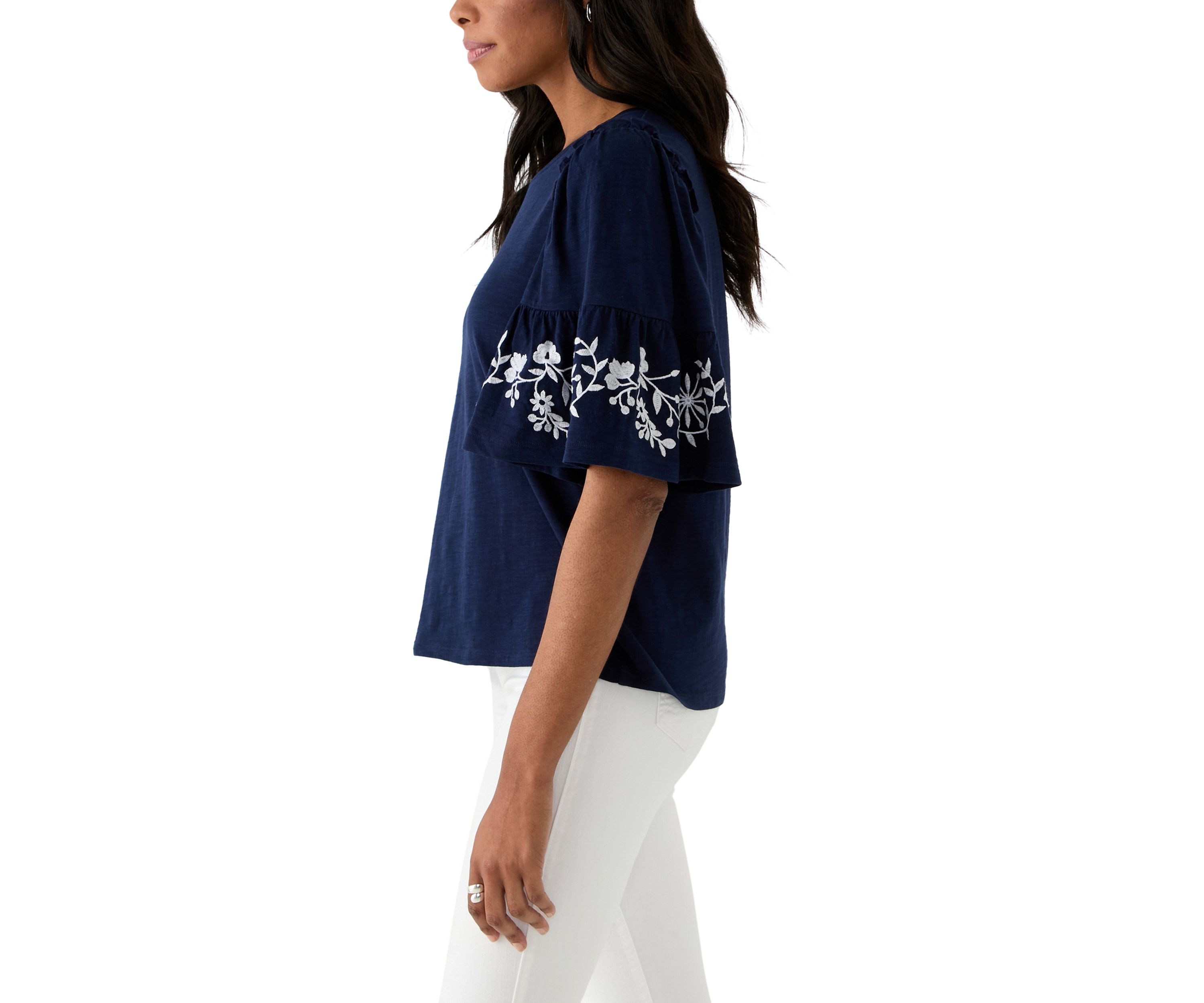 Womens Flutter Sleeve Top