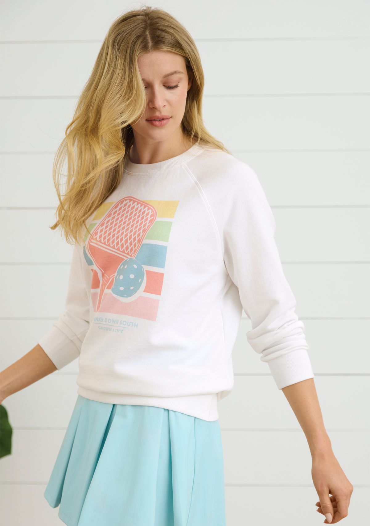 Sewing Down South x Crown & Ivy™ Sarah Graphic Crew Neck Sweatshirt