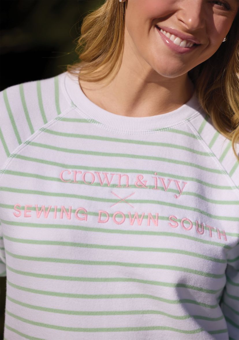 Sewing Down South x Crown & Ivy™ Sarah Graphic Crew Neck Sweatshirt