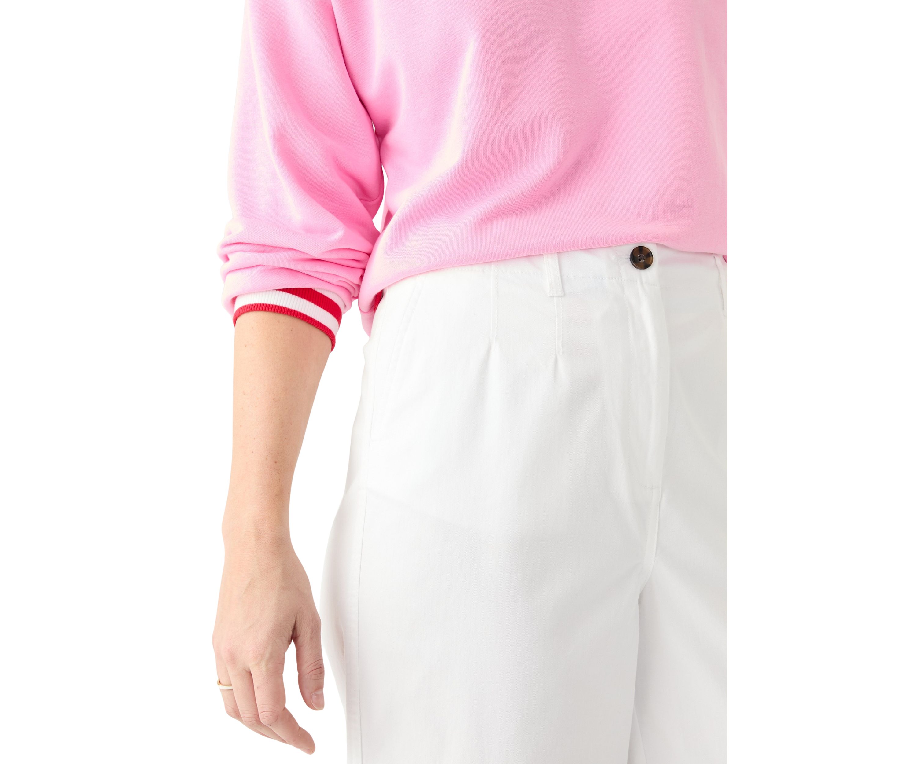 Womens Cropped Cuffed Wide Leg Pants