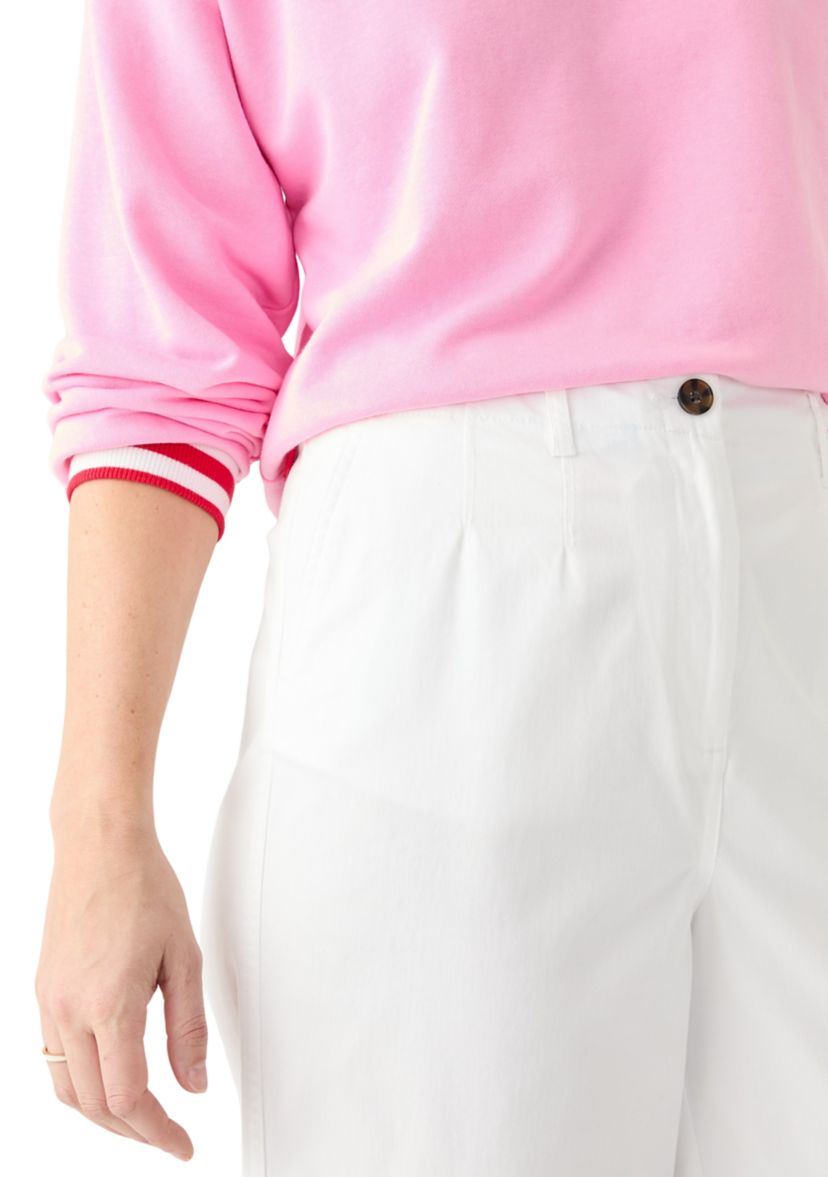 Womens Cropped Cuffed Wide Leg Pants