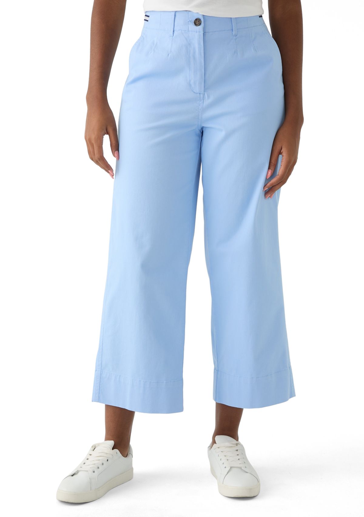 Womens Wide Leg Cropped Chino Pants