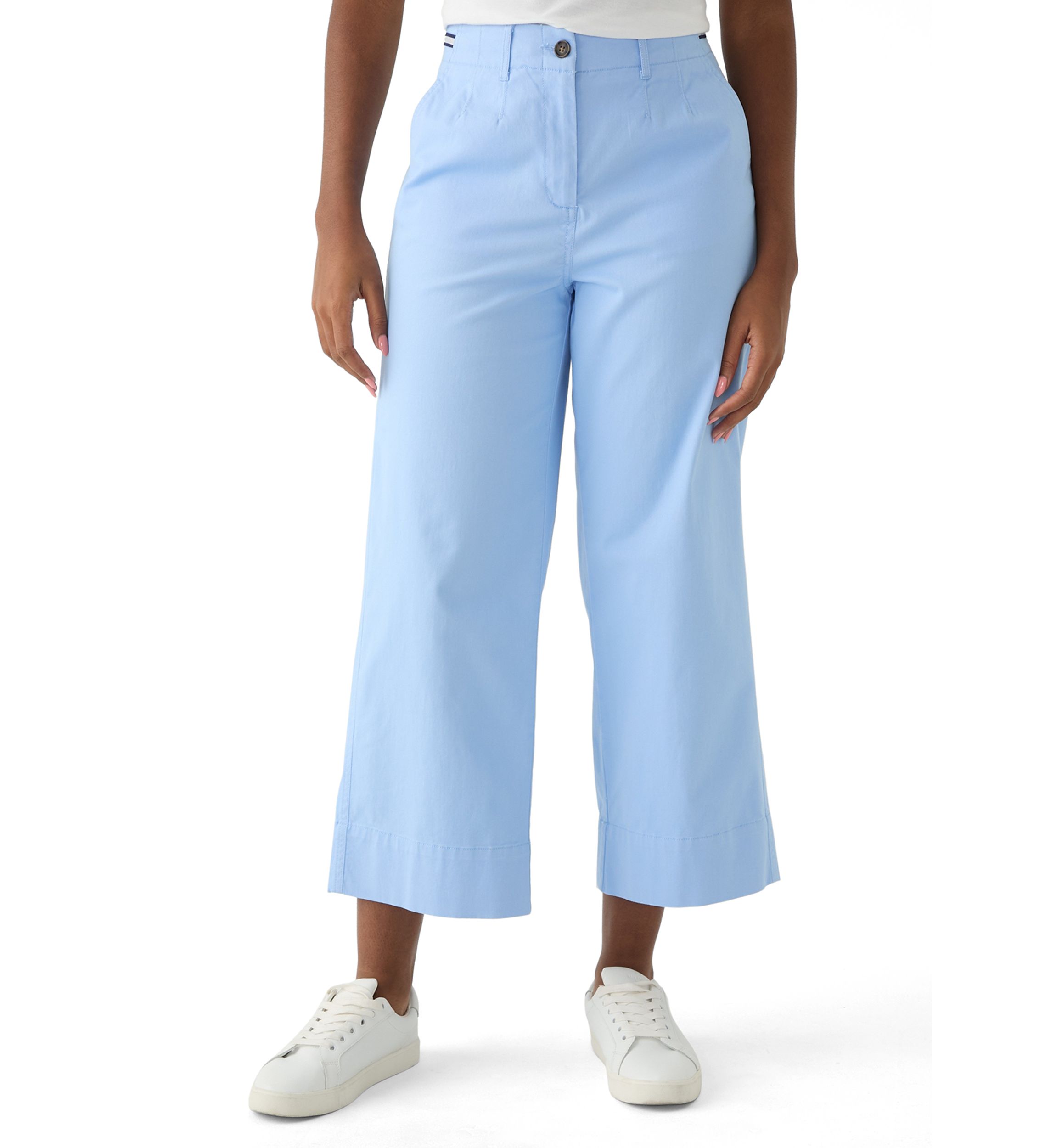 Womens Wide Leg Cropped Chino Pants