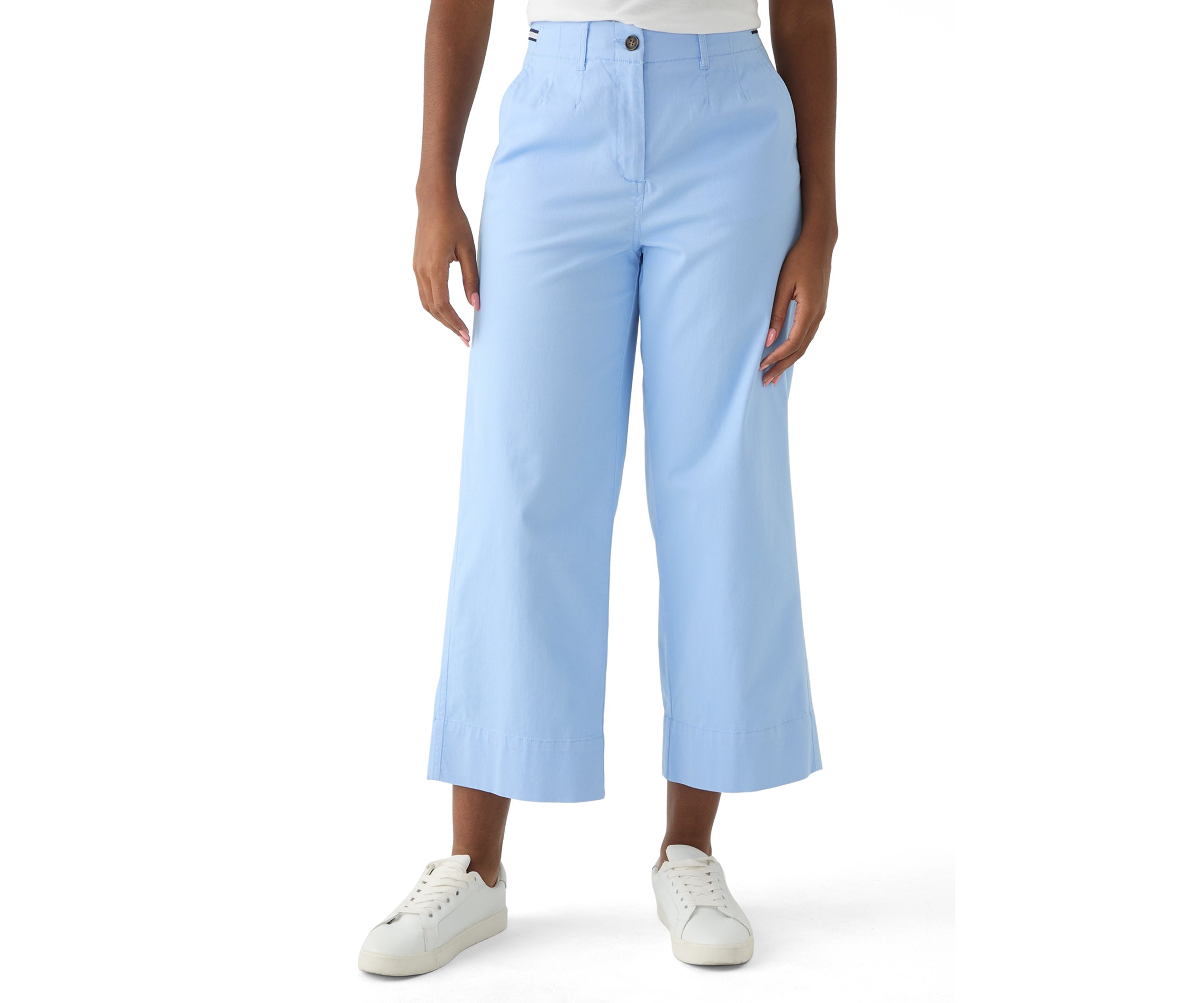 Womens Wide Leg Cropped Chino Pants