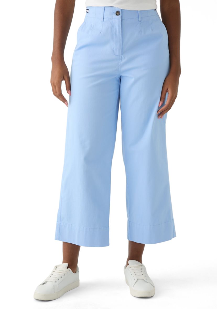 Womens Wide Leg Cropped Chino Pants