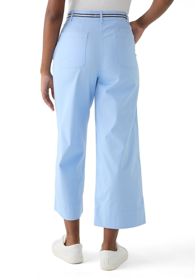 Womens Wide Leg Cropped Chino Pants