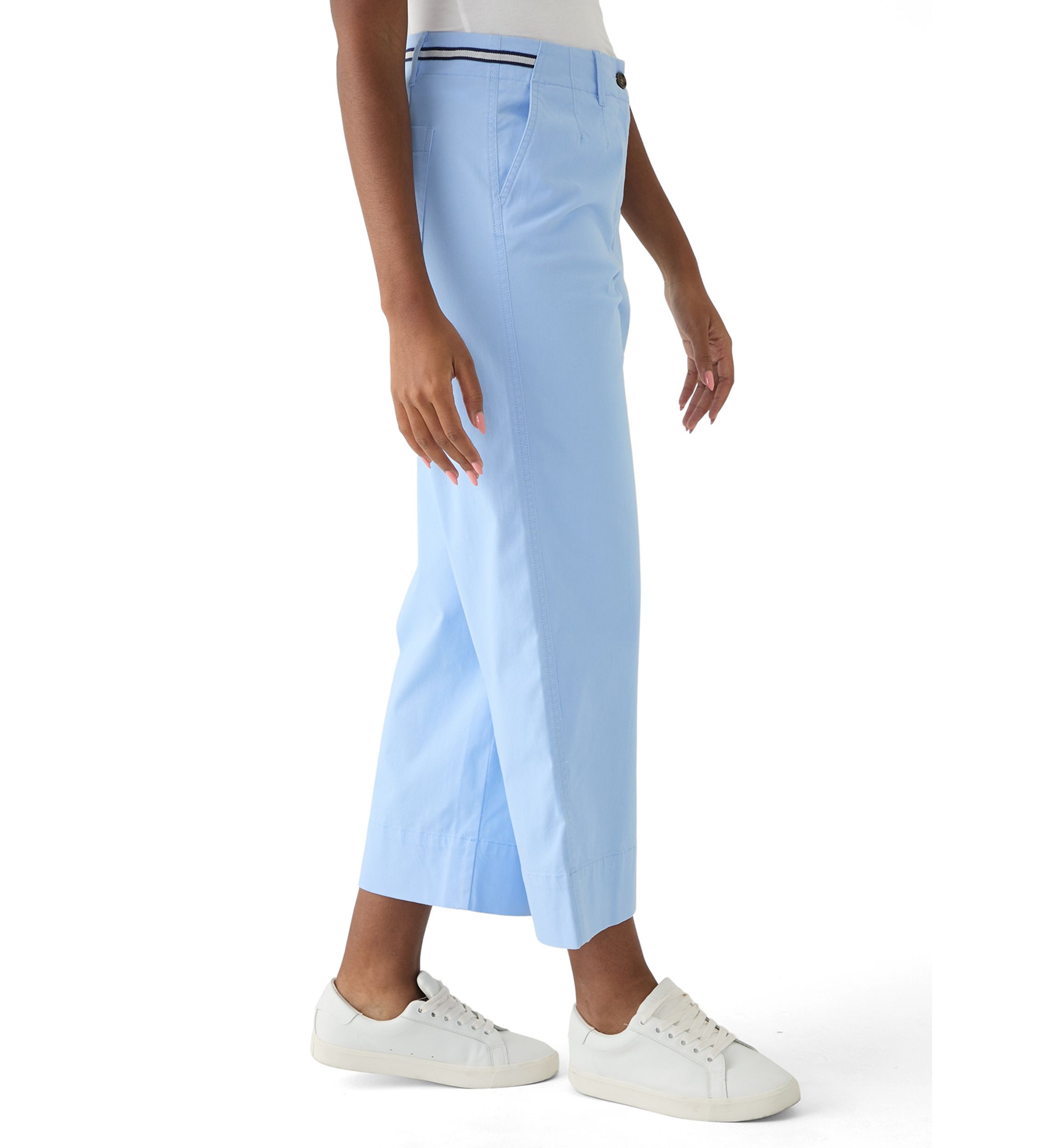 Womens Wide Leg Cropped Chino Pants