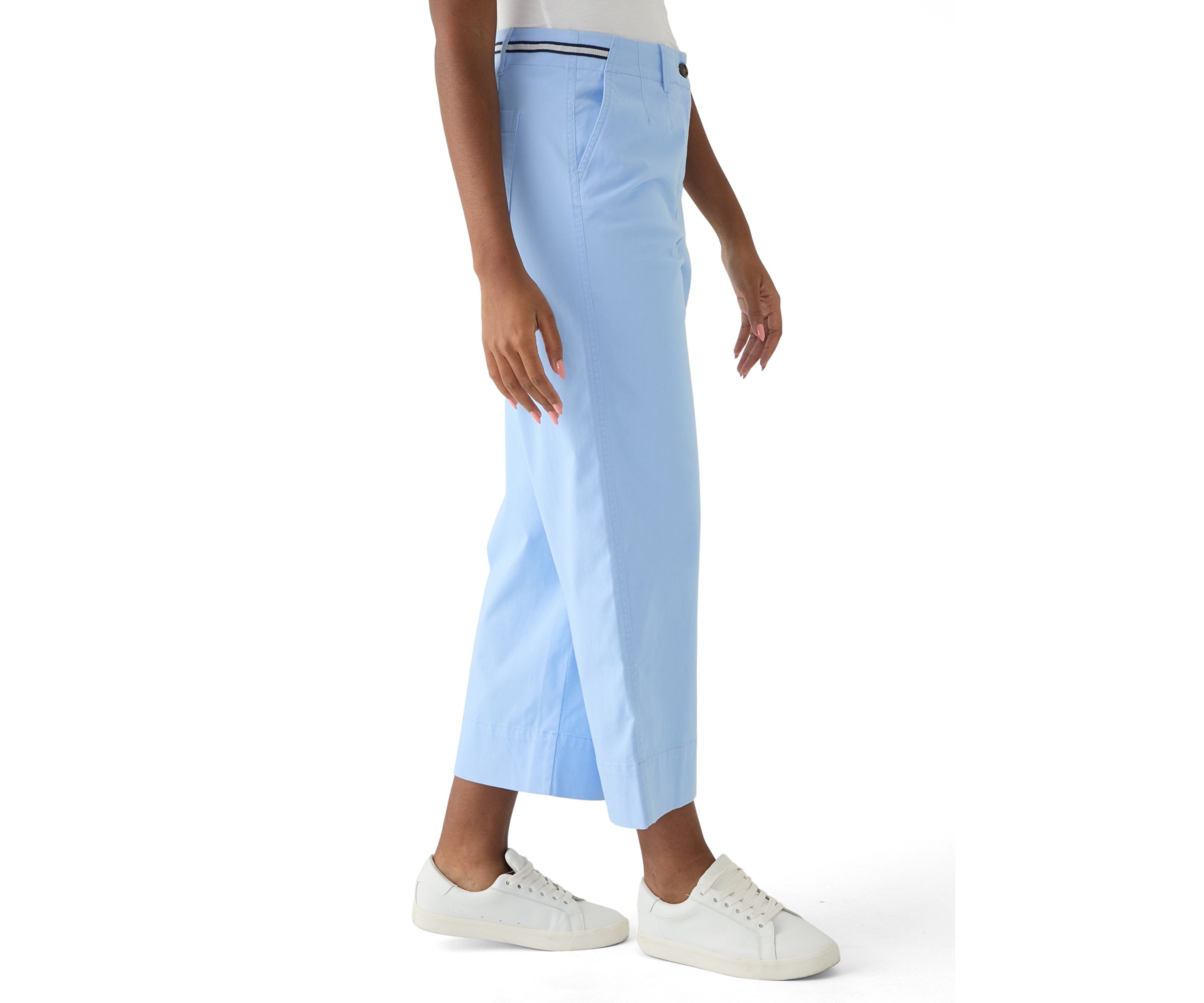 Womens Wide Leg Cropped Chino Pants
