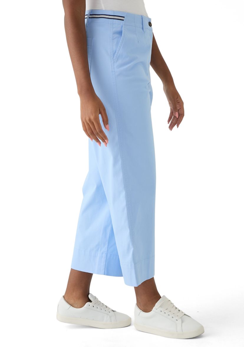 Womens Wide Leg Cropped Chino Pants