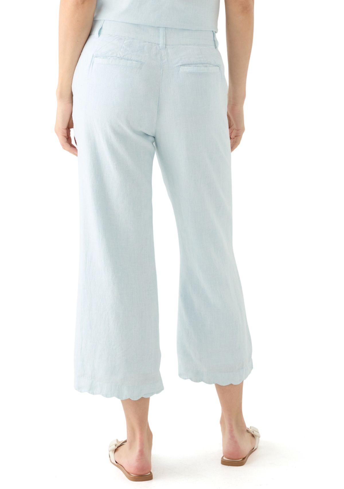 Womens Linen Scallop Pants 