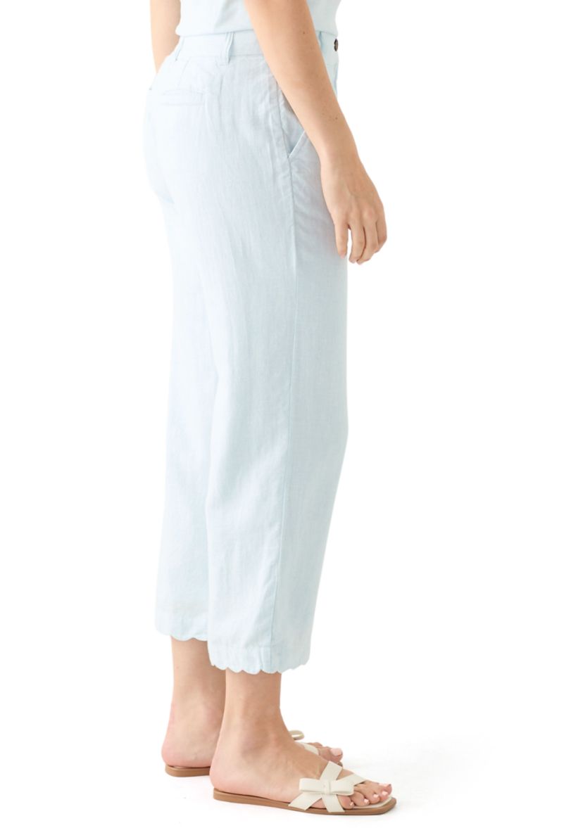 Womens Linen Scallop Pants 