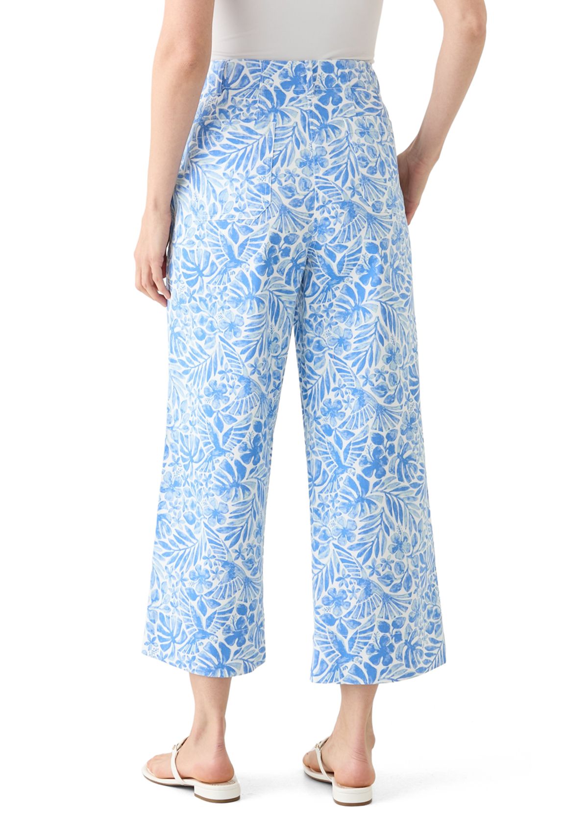 Womens Wide Leg Cropped Printed Chino Pants