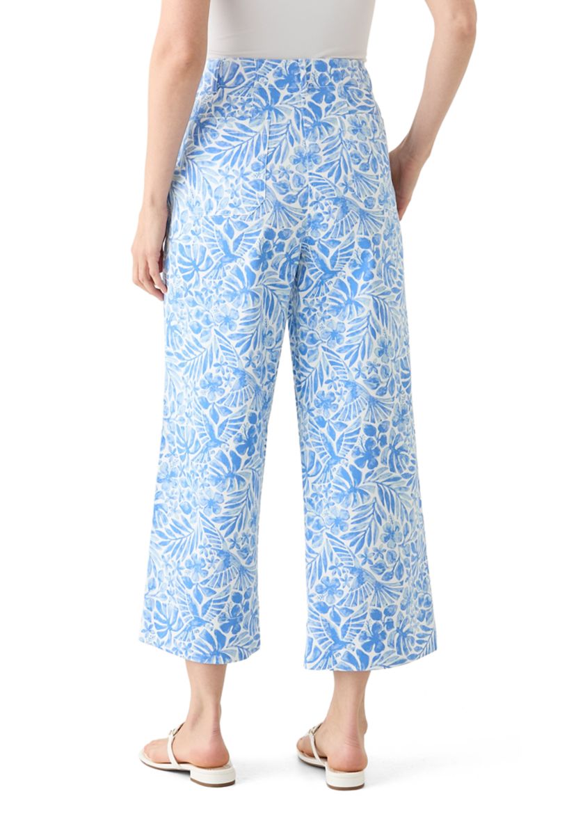 Womens Wide Leg Cropped Printed Chino Pants