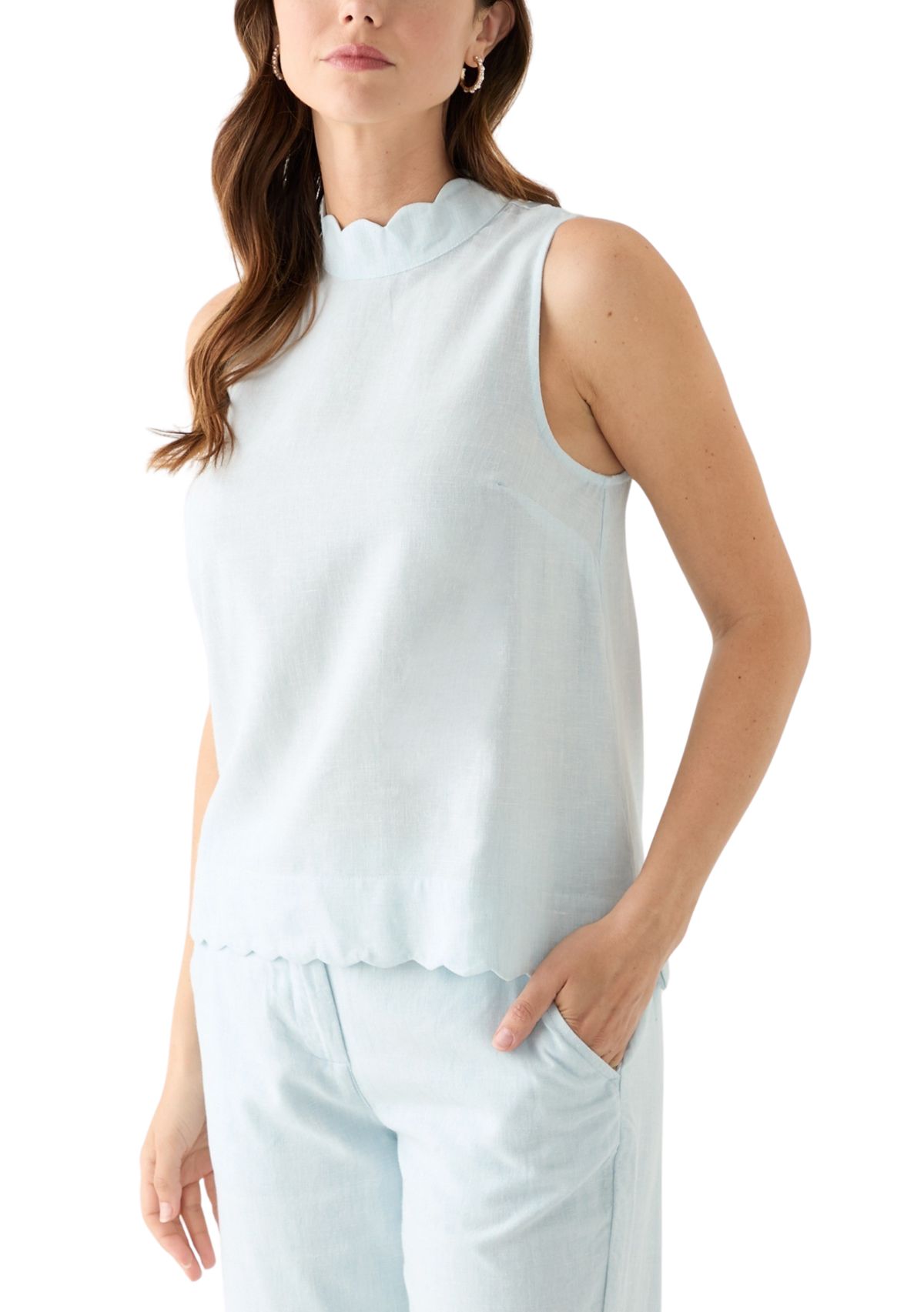 Womens Scalloped Neck Tank Top