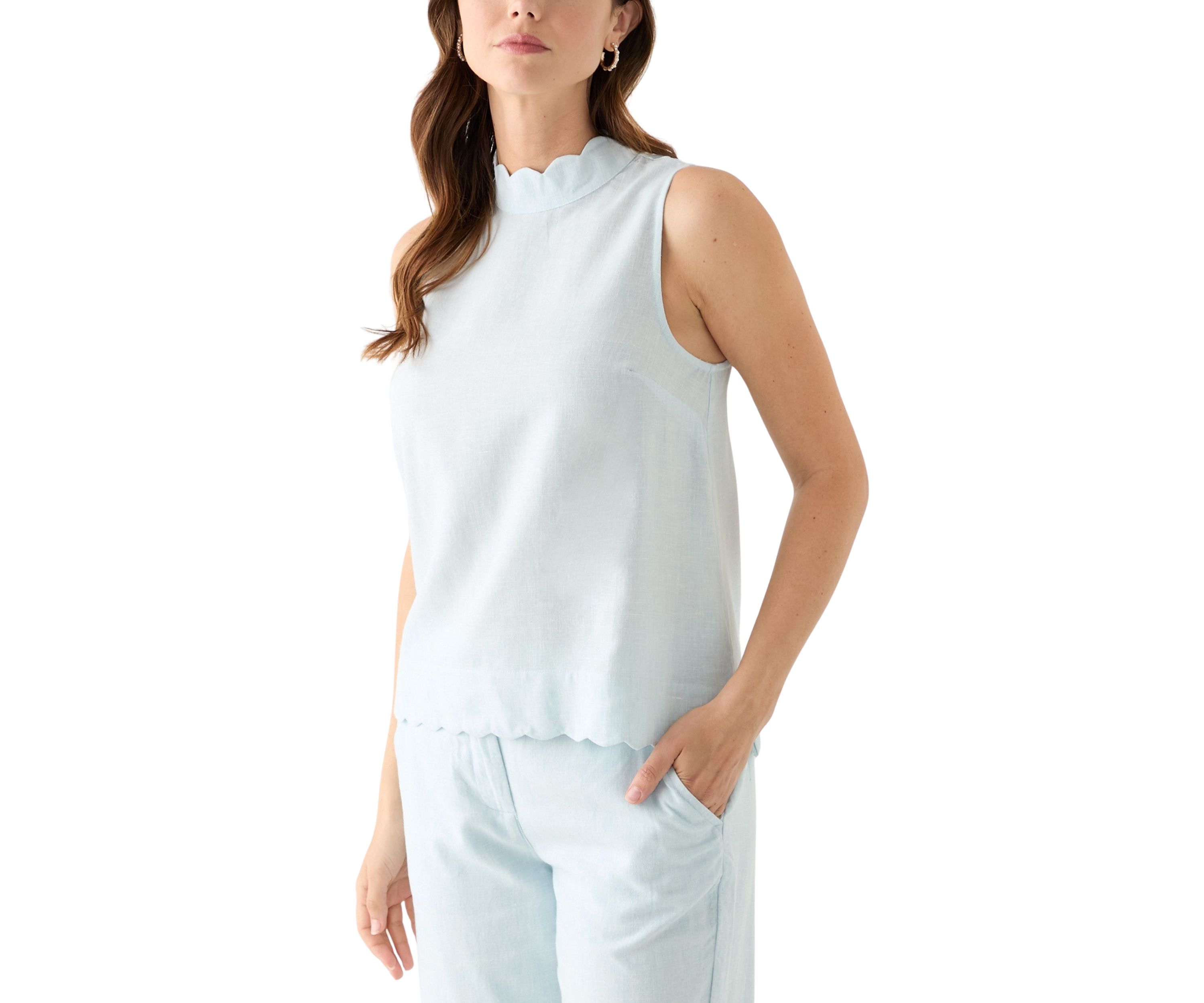Womens Scalloped Neck Tank Top