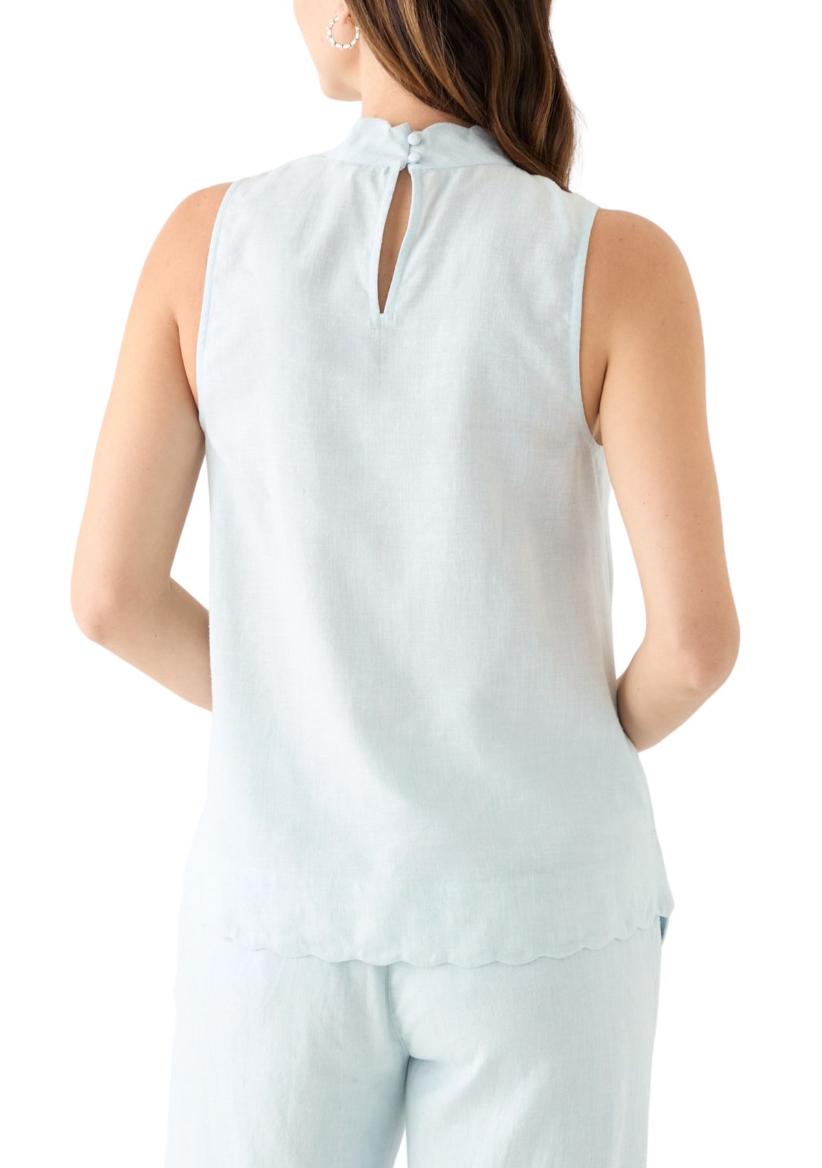 Womens Scalloped Neck Tank Top