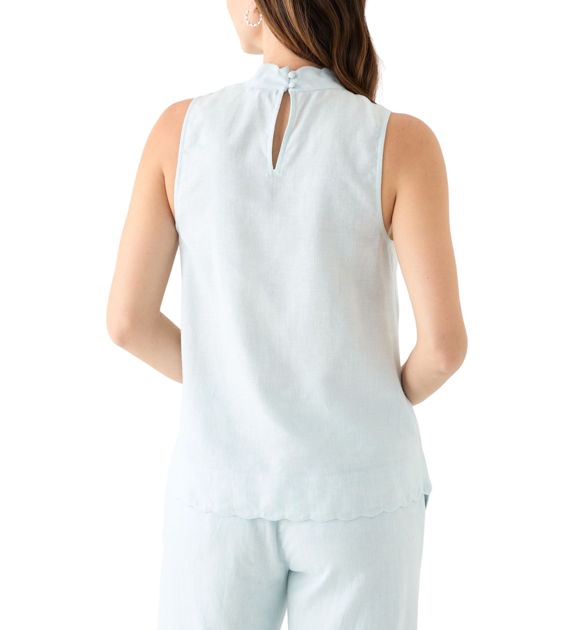 Womens Scalloped Neck Tank Top