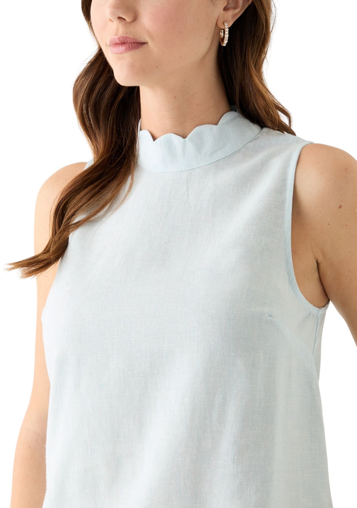 Womens Scalloped Neck Tank Top