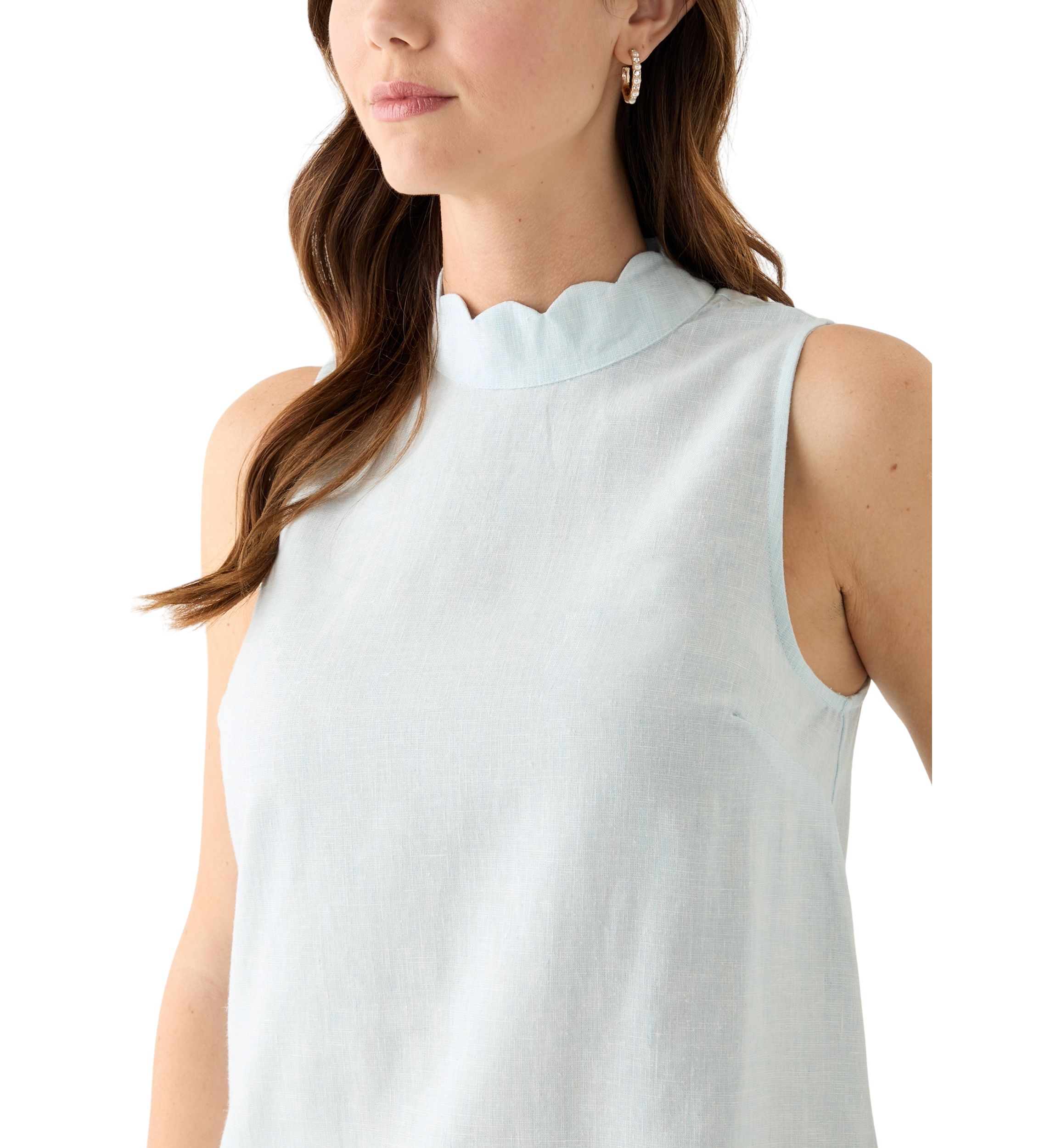 Womens Scalloped Neck Tank Top