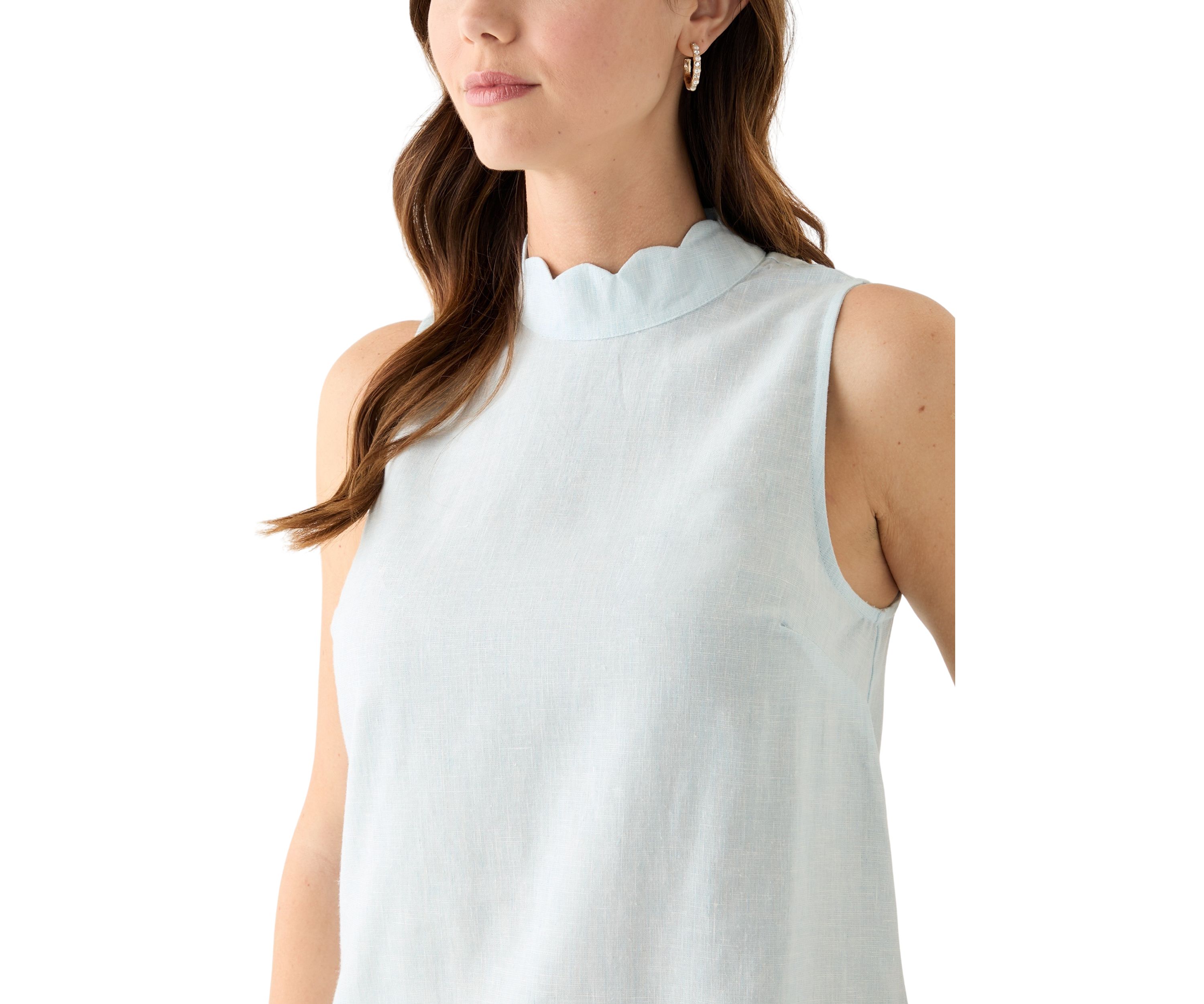 Womens Scalloped Neck Tank Top