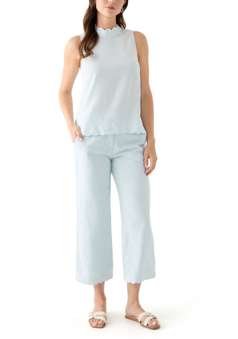 Womens Scalloped Neck Tank Top