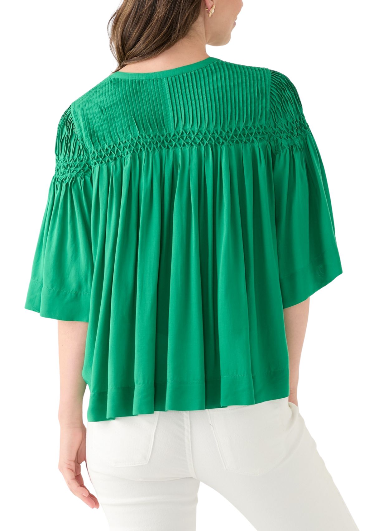 Womens 3/4 Sleeve Pintuck Top