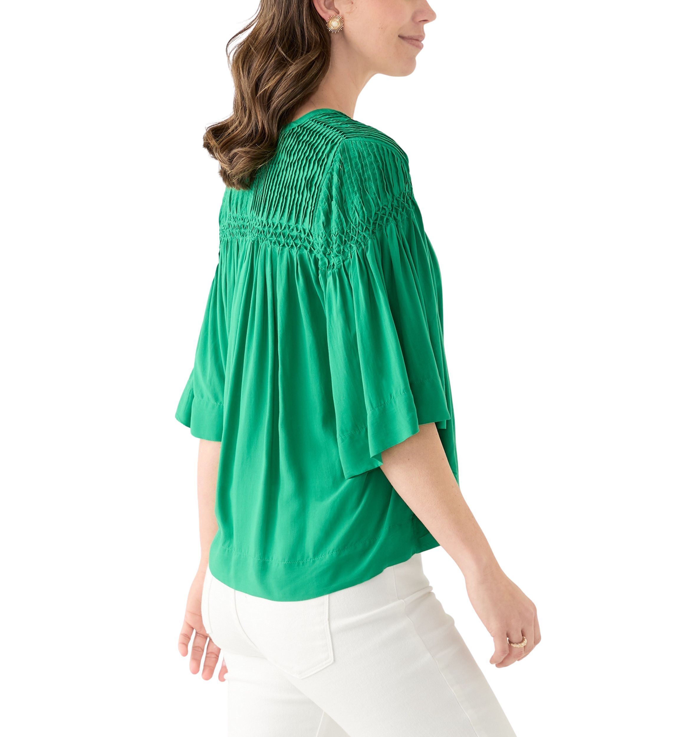 Womens 3/4 Sleeve Pintuck Top