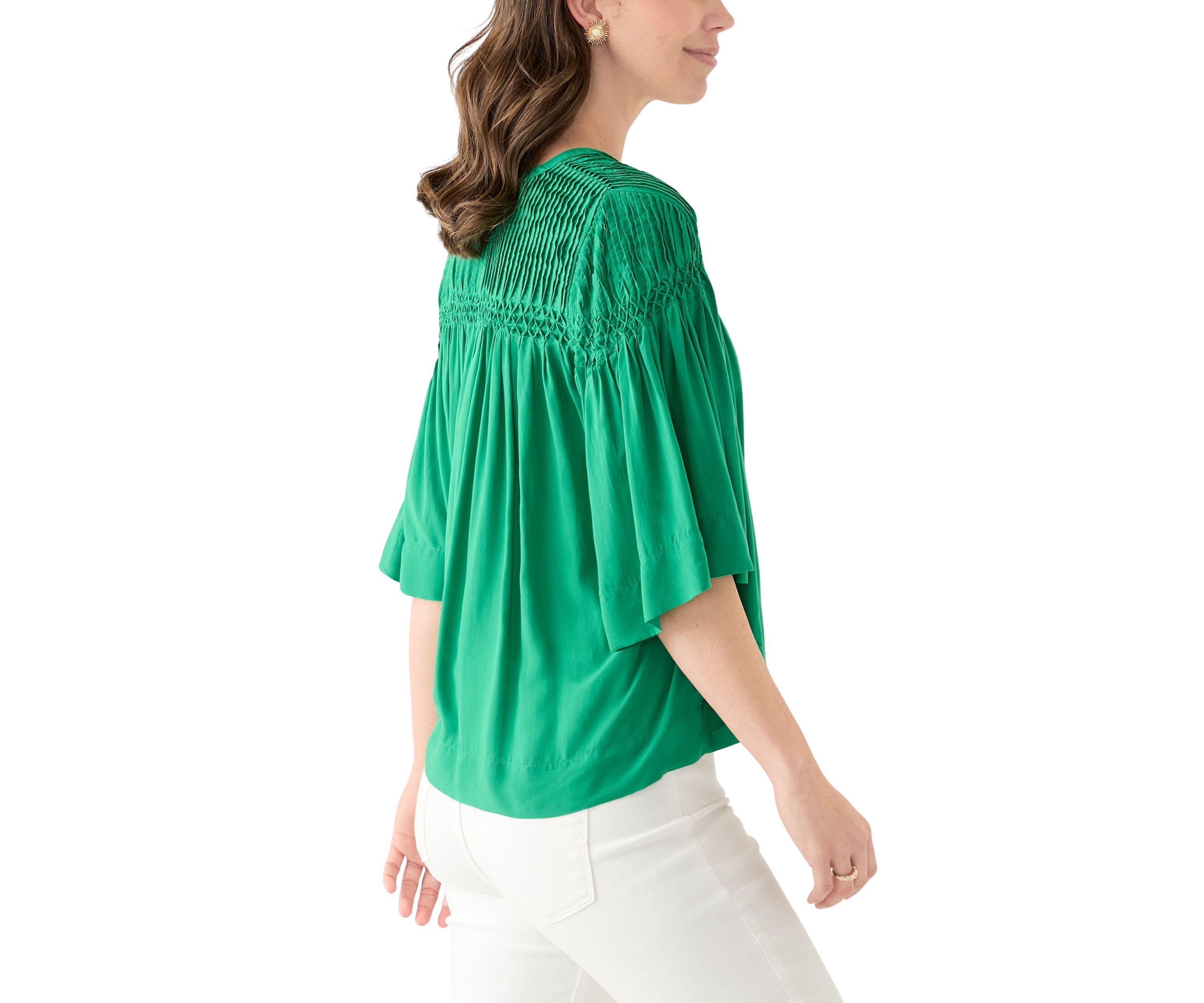 Womens 3/4 Sleeve Pintuck Top